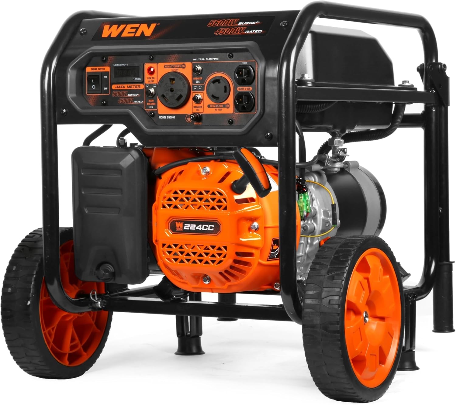 WEN GN5600 5600W Portable Generator 224cc Transfer Switch RV