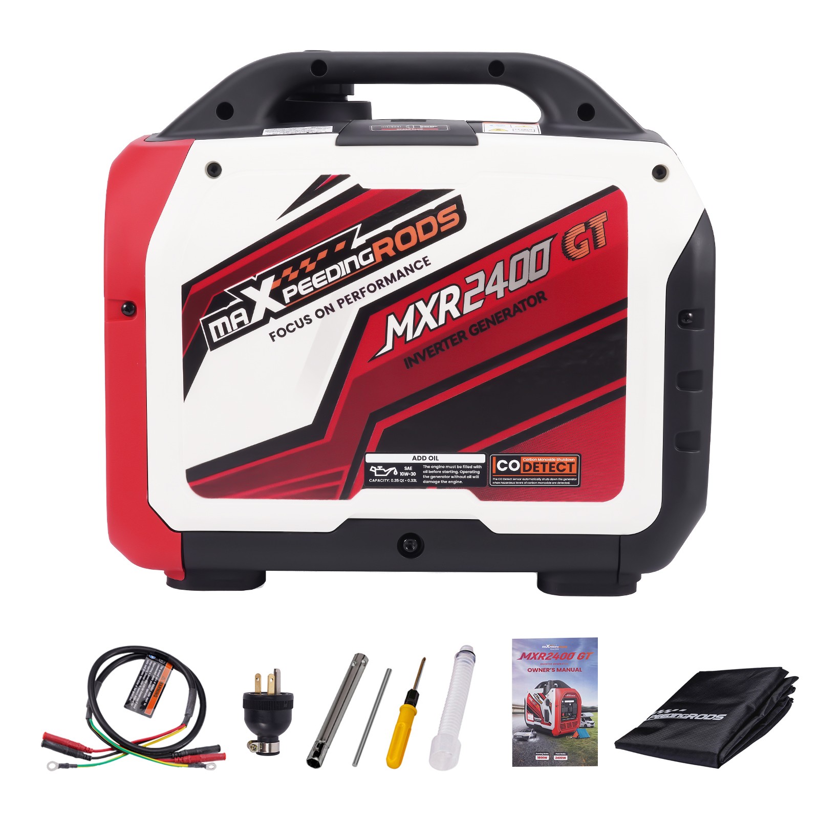 Super Quiet 58dB 2400W Inverter Generator Lightweight 33 lbs for Home & Camping
