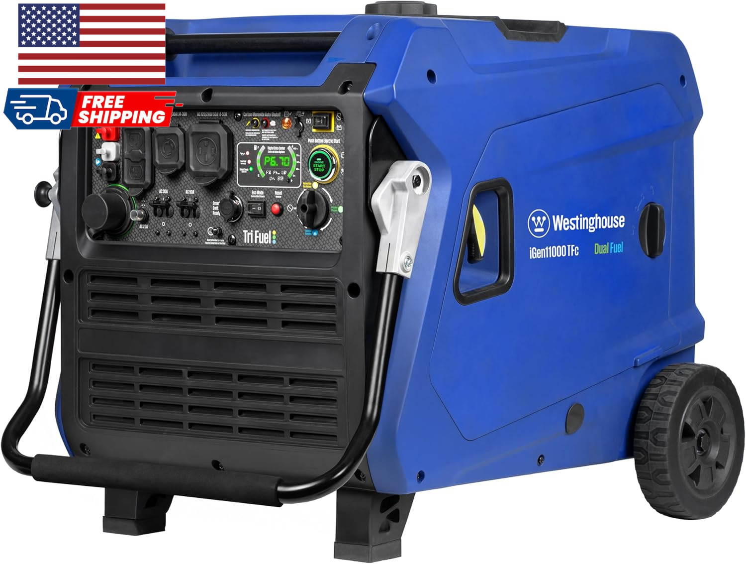 Westinghouse 11000 Peak Watt Tri-Fuel Portable Inverter Generator Remote Start