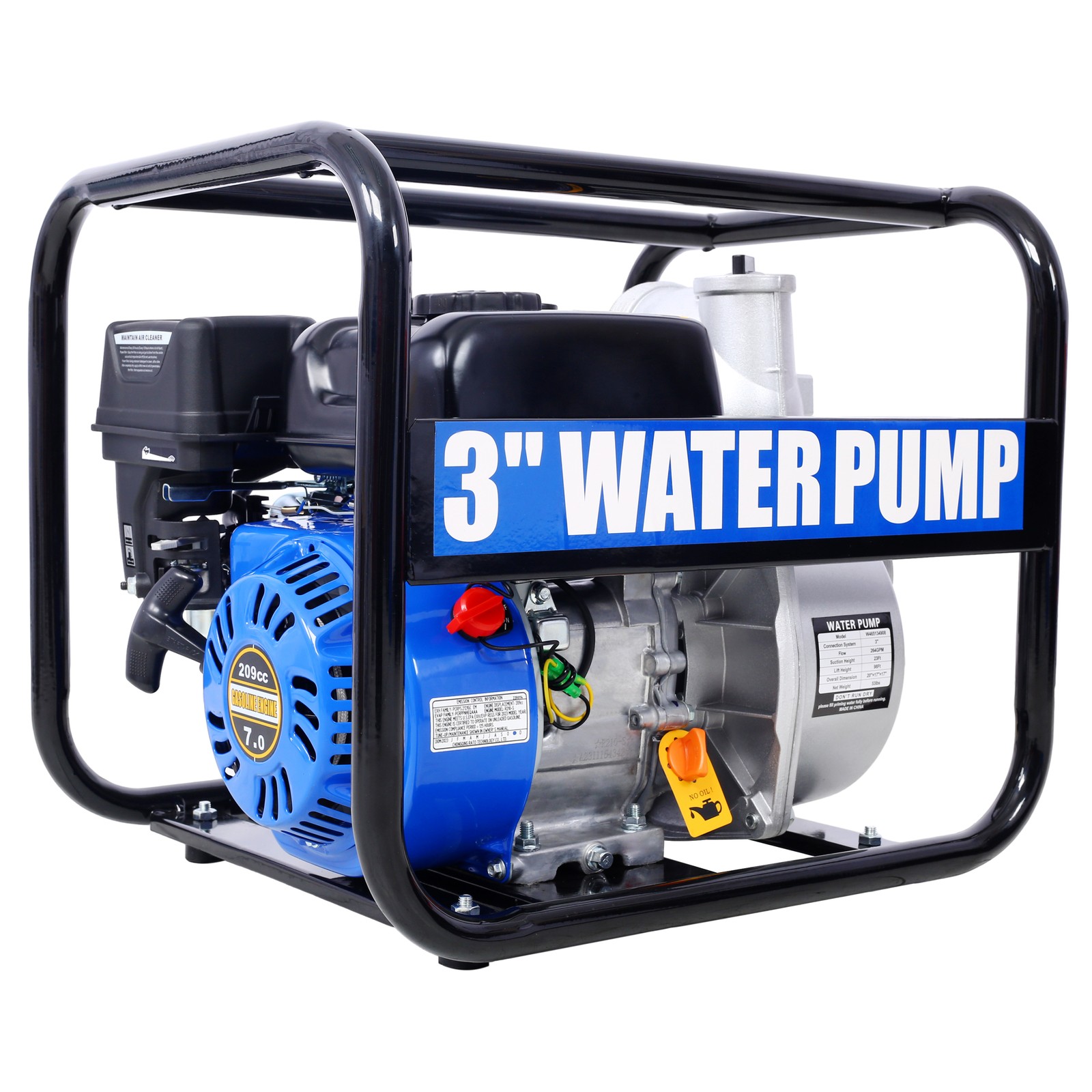 209cc 7HP 4 stroke OHV ENGINE Gas Powered Semi Trash Water Pump 50 ft Hose