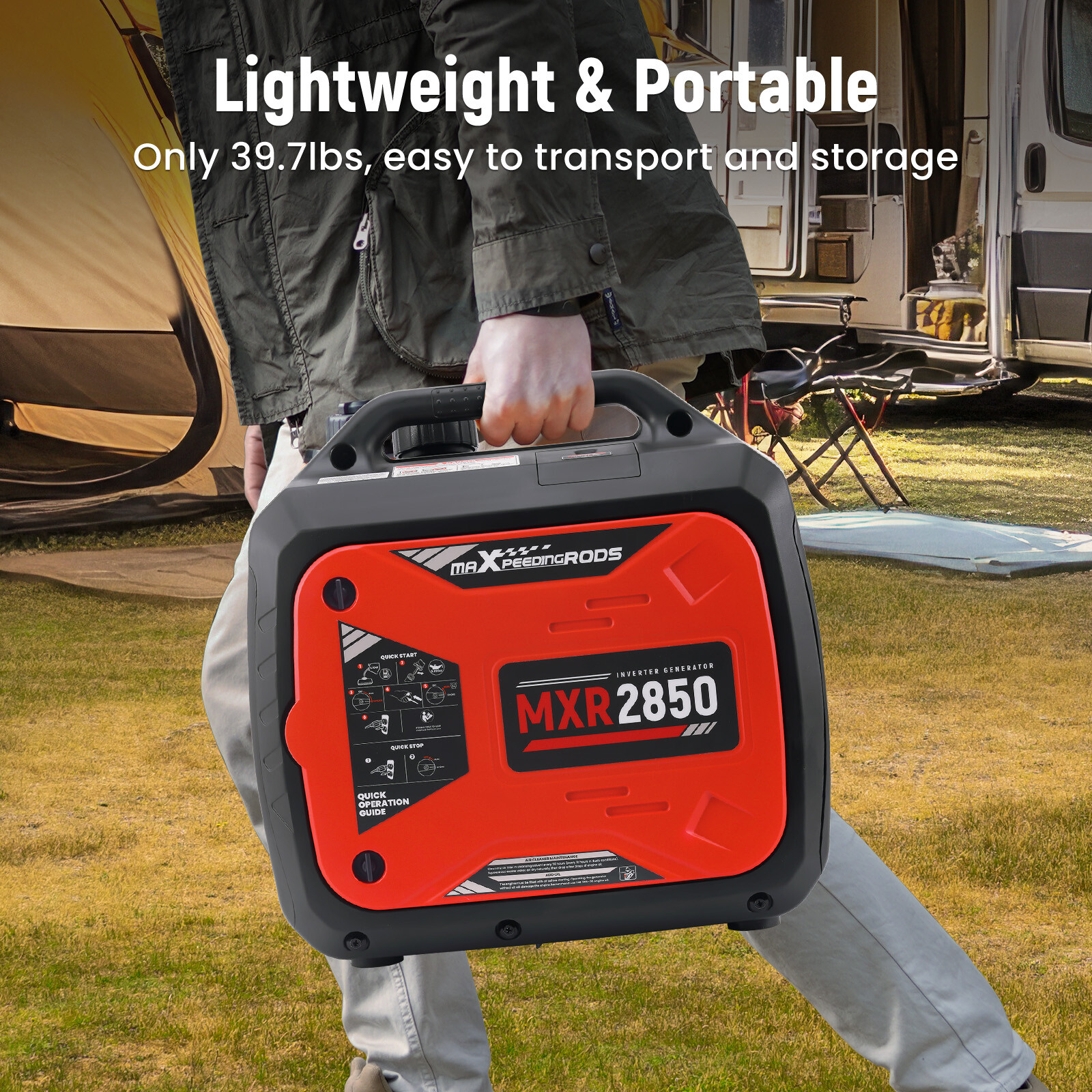 2850W Portable Inverter Generator Gas Powered Quiet for Camping RV Travel