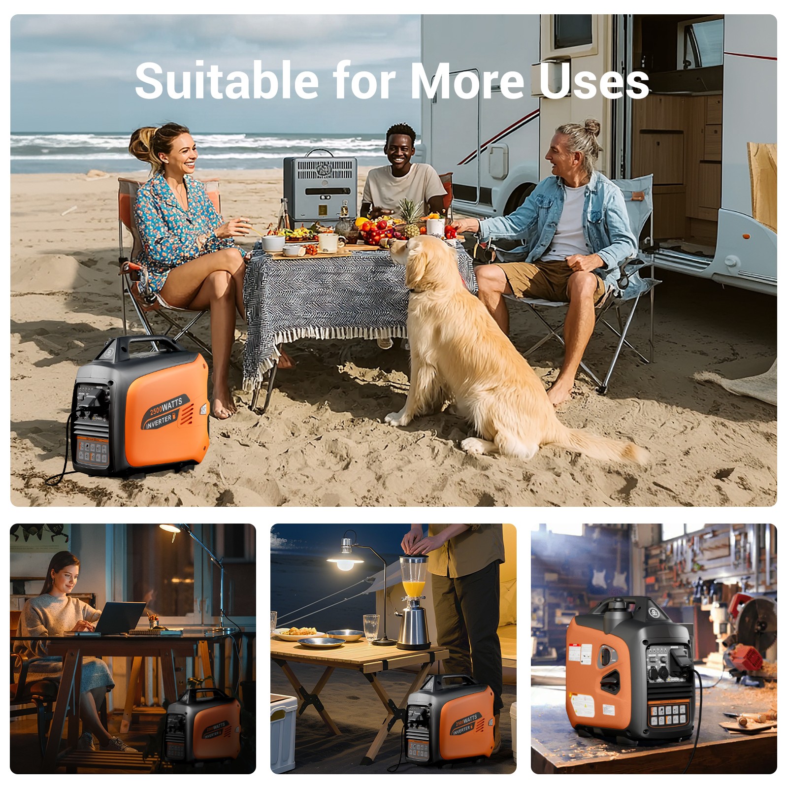 Marcytop 2500 watt Gas generator, Portable Power Stations with Quiet Technology