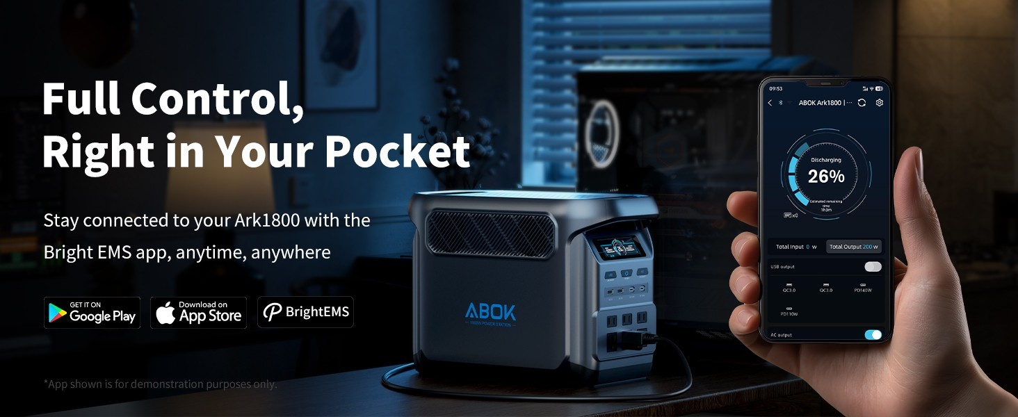 ABOK Ark1800 1800W Power Station with 400W Solar Panel, Solar Generator LFP UPS