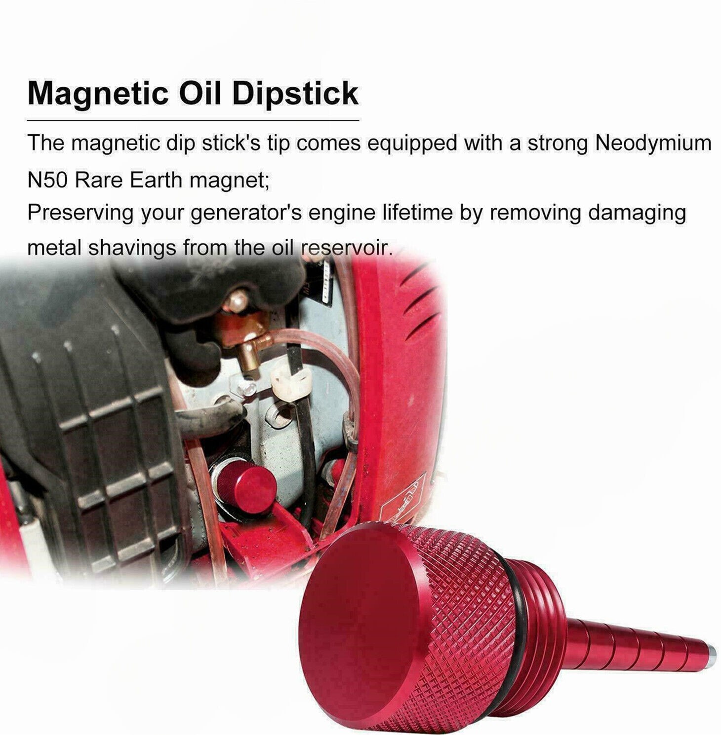 Magnetic Oil Dipstick For New Honda Generator EU2200i Aluminum Red