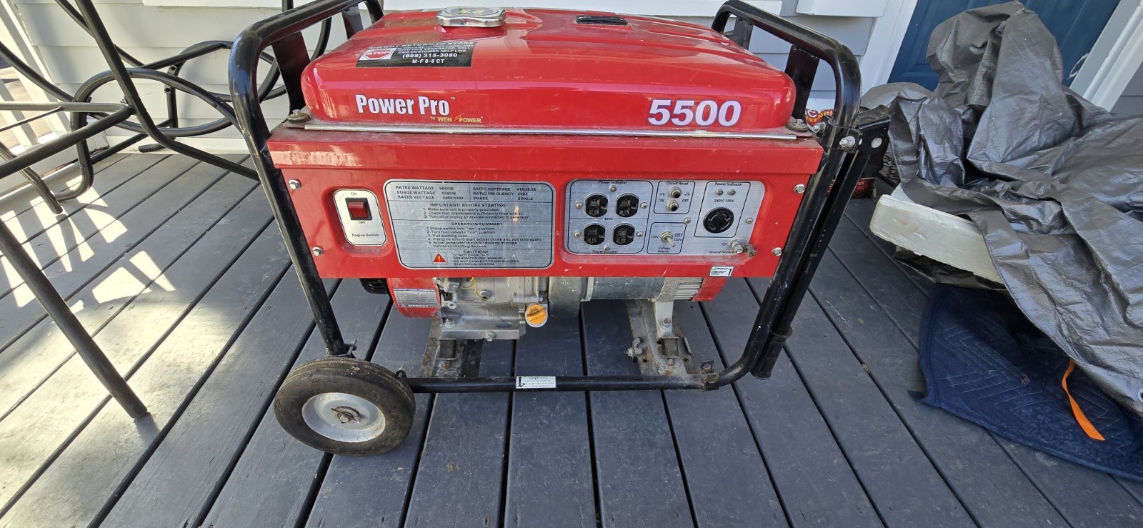 Power Pro 5500 Portable Gas Generator 5000W/5500W 120/240V 6.5 Gal