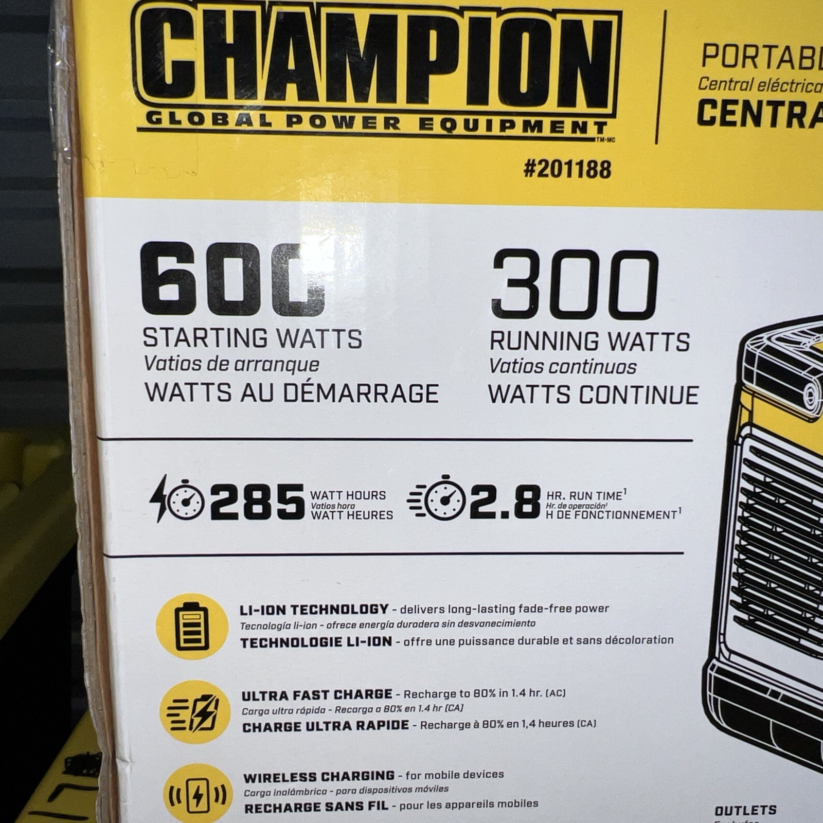 Champion Inverter Generator 600 Starting Watts. 300 Running Watts New In Box!