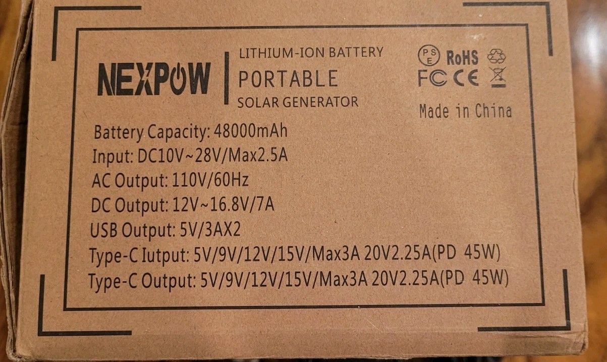 Portable Power Station 150W 48000mAh Rechargeable 5 Outputs, AC Outlets