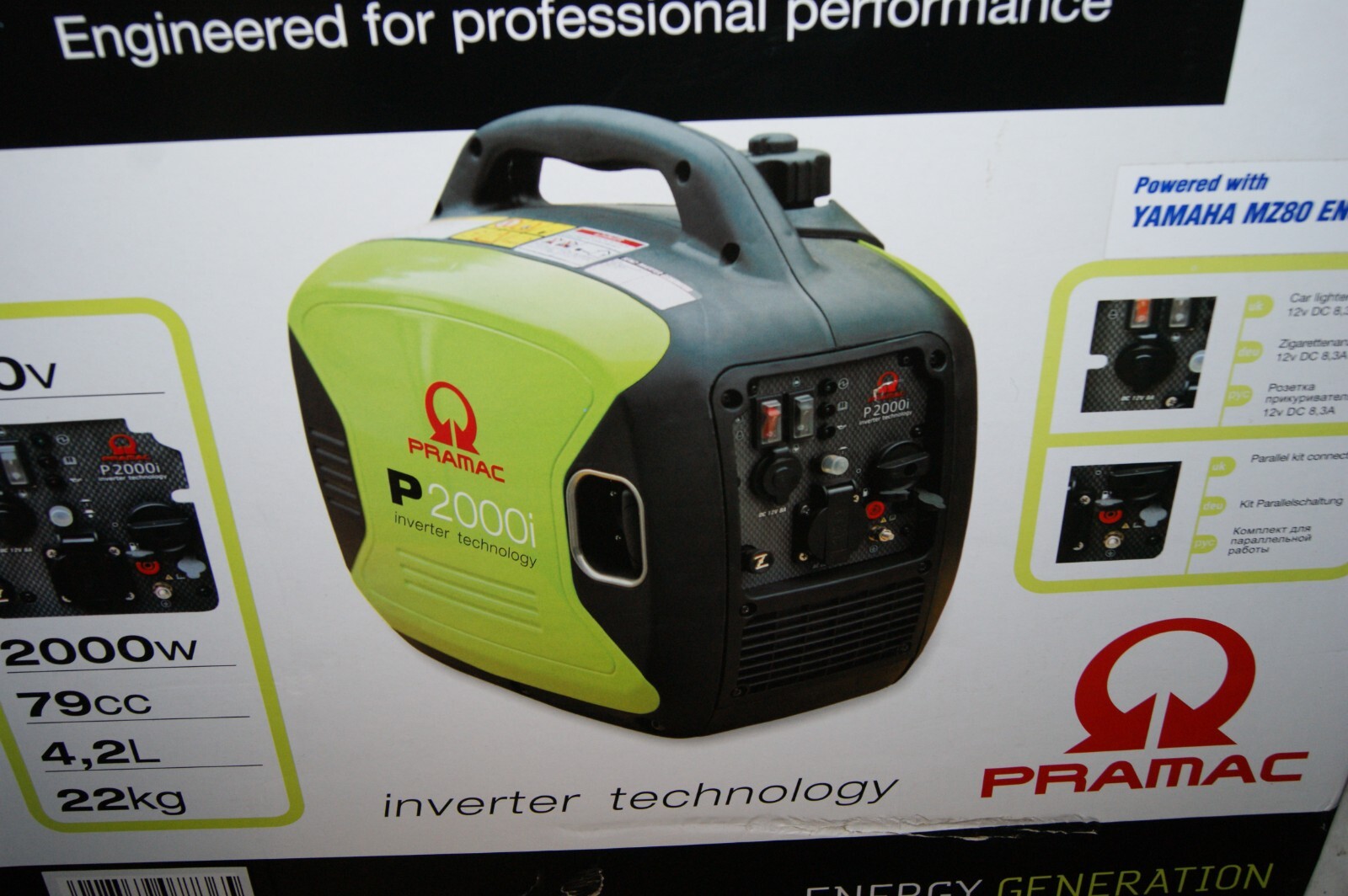 PRAMAC P2000i GENERATOR 230V-2000W- 79CC-4.2L YAMAHA MZ80 ENGINE INVERTER TECH