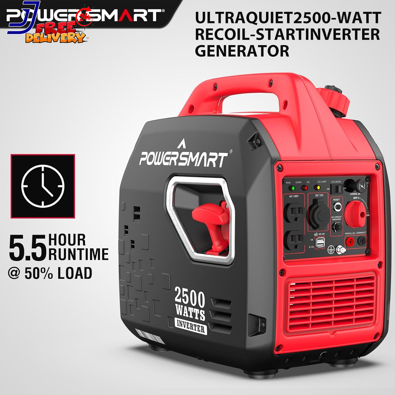 PowerSmart Ultra-Quiet 2,350-Watt Portable Gas Inverter Generator with CO Sensor
