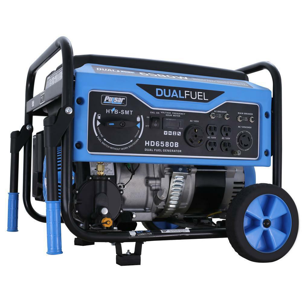 Pulsar 6,580-W Portable RV Ready Dual Fuel Gas Powered Generator with Wheel Kit