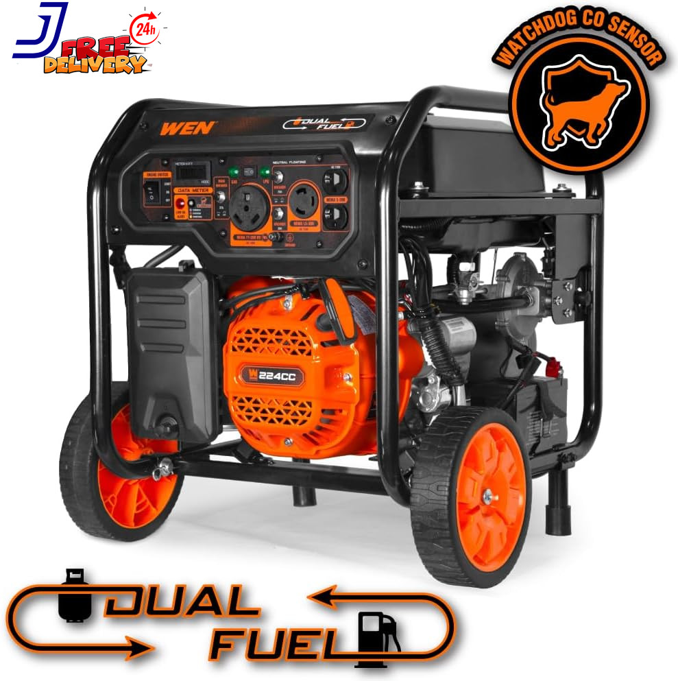 5,600-W Portable RV Ready Dual Fuel Gas Generator Electric Start CO Sensor
