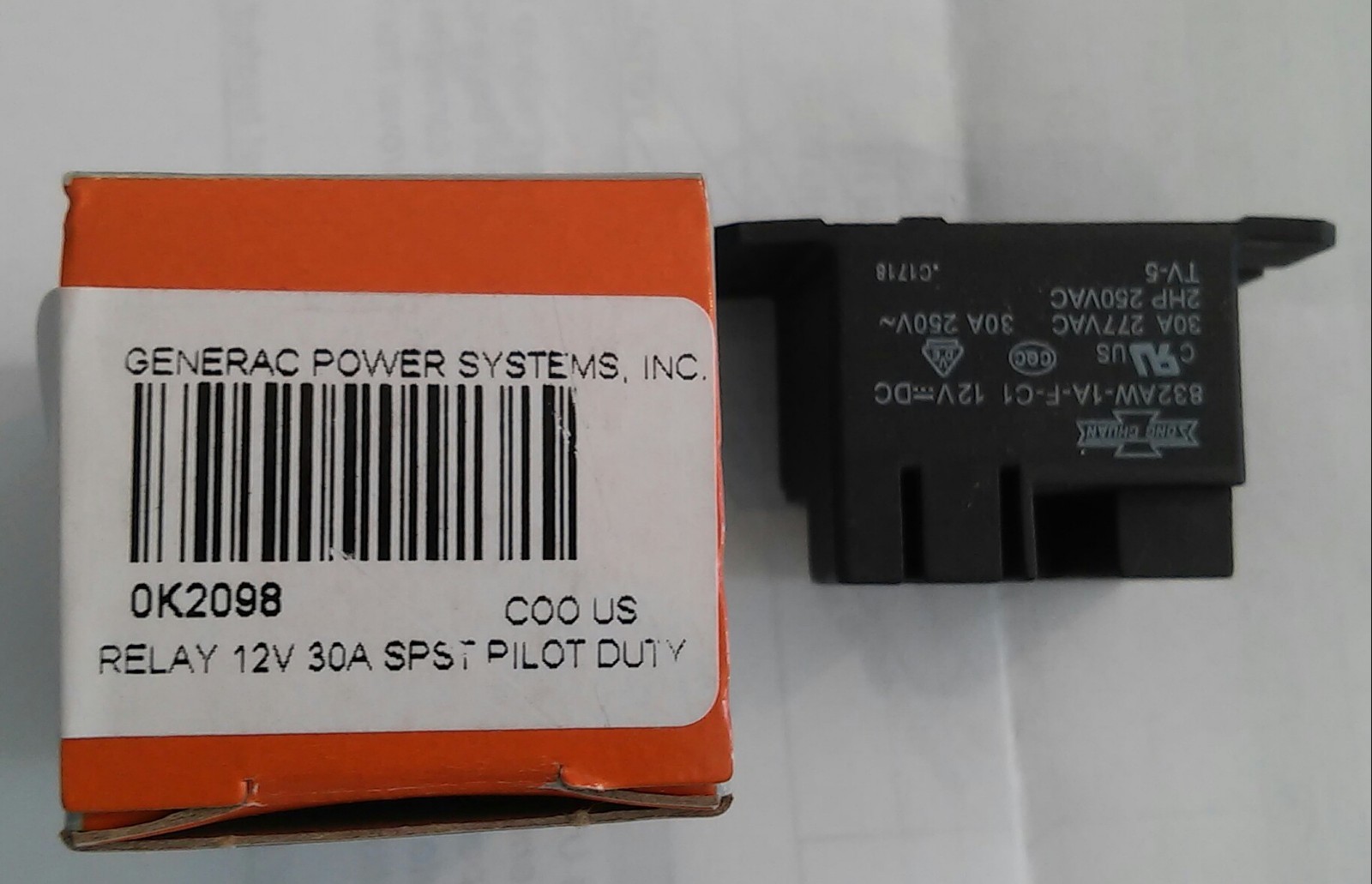 Generac 0K2098 Relay 12V 30A SPST Pilot Duty 