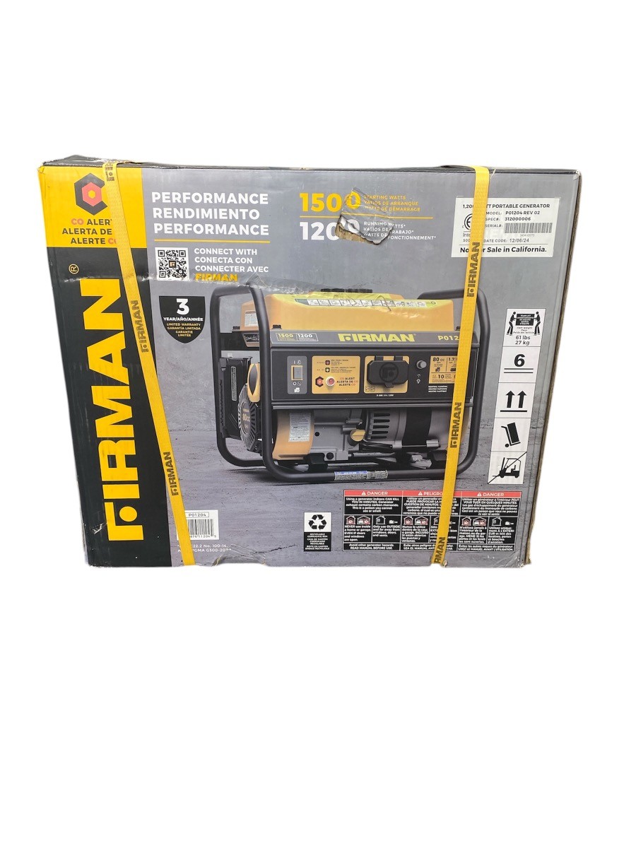 Firman 1500 Watt Gas Powered Generator Recoil Start (WMP018007)