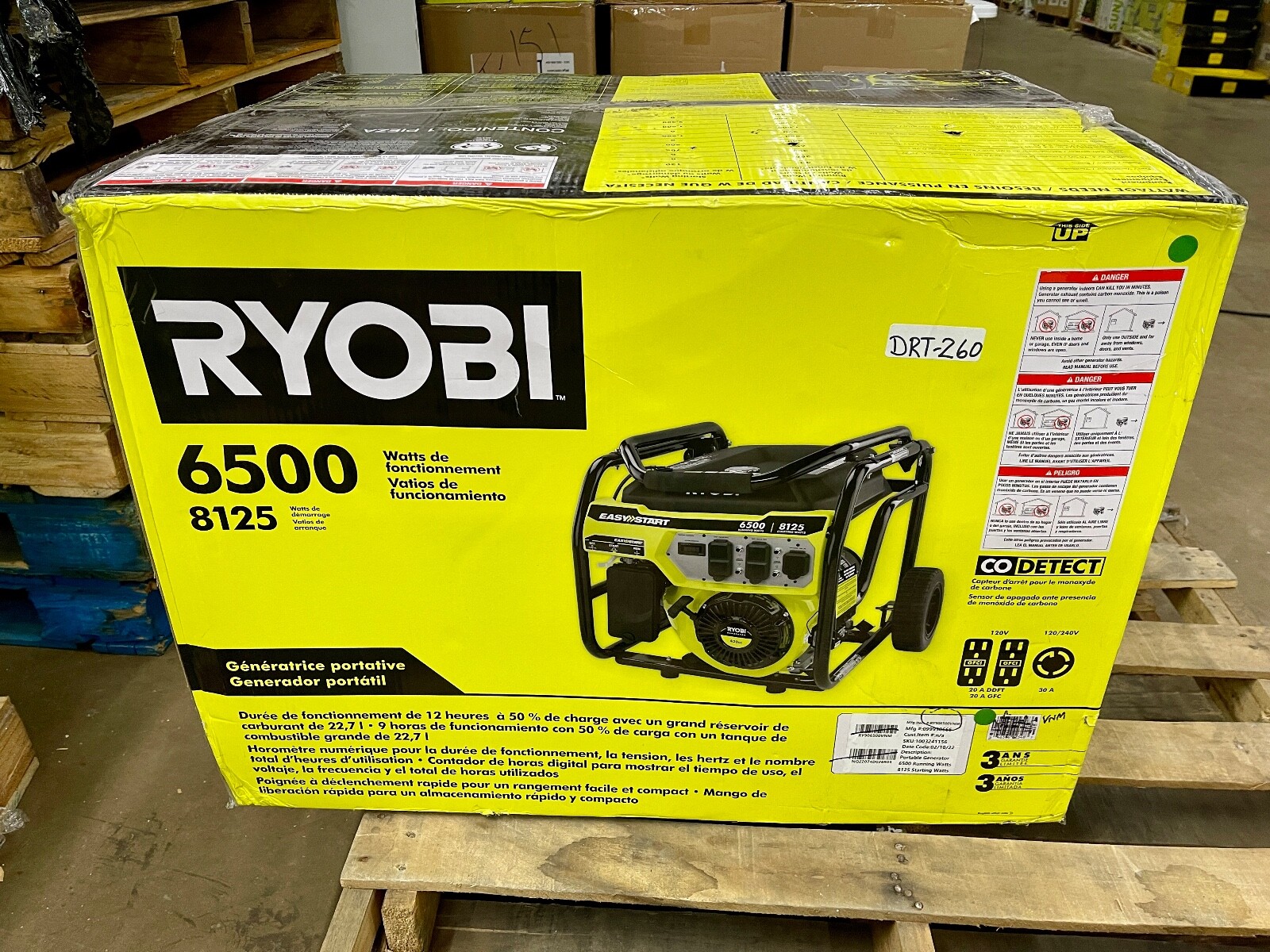 RYOBI 6,500-Watt Gasoline Powered Portable Generator with CO Shutdown Sensor