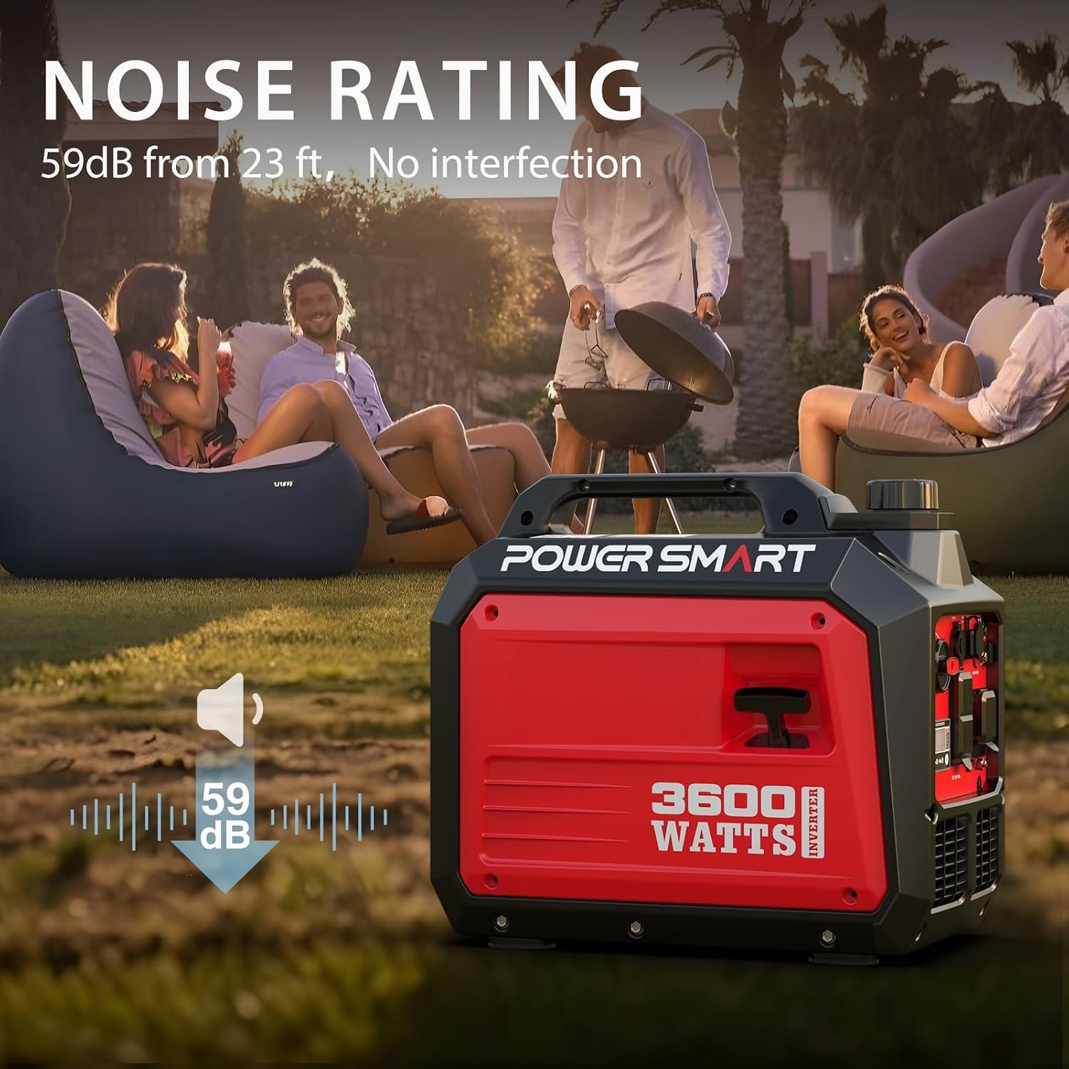 Inverter Generator 3600W Portable Gas RV Camping Quiet 30A Home Use