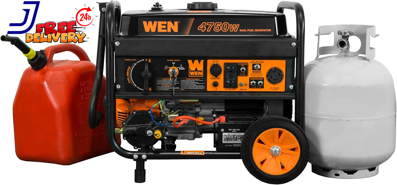4,750-Watt 120V/240V Dual Fuel Portable Generator with Wheel Kit Electric Start