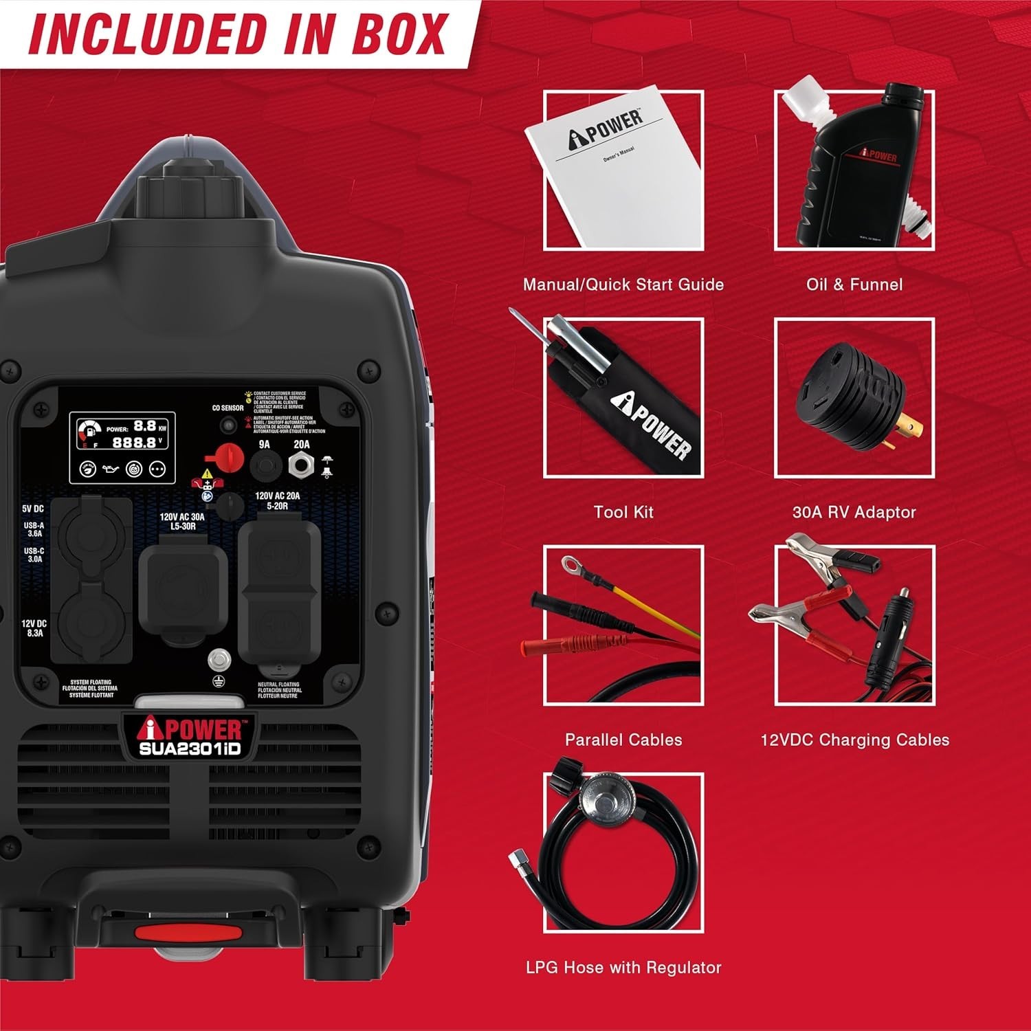A-iPower SUA2301iD Dual Fuel Inverter Generator