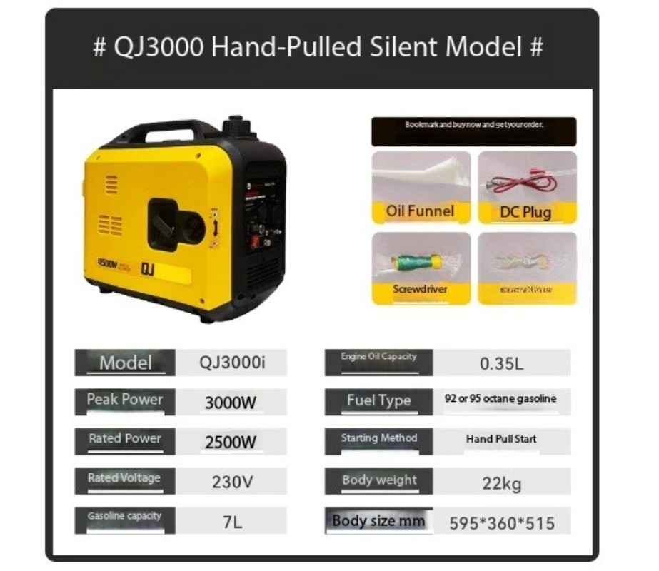 Gasoline Generator Silent 4500-watt New Energy Charging 16A Fast Charging