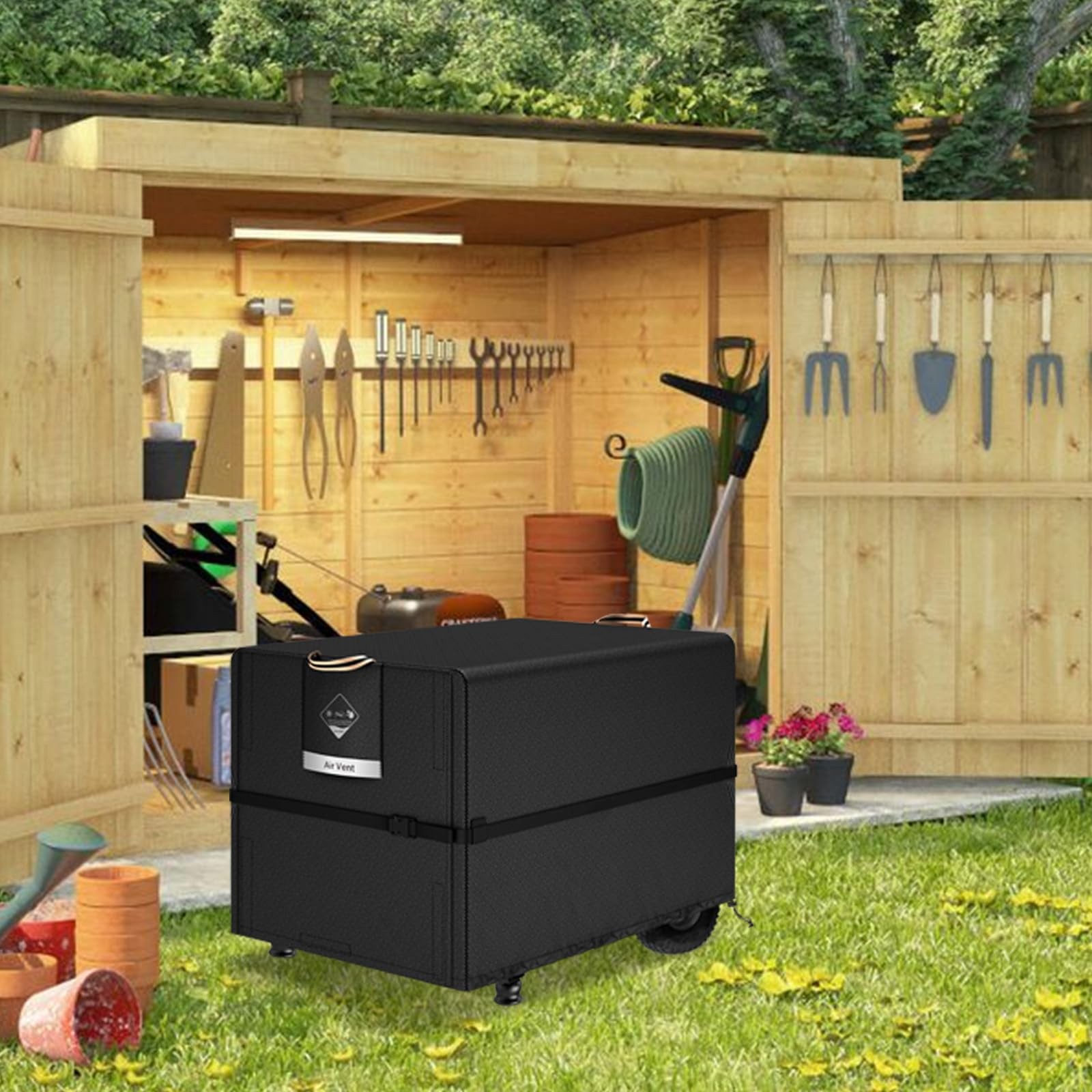 QH.HOME Waterproof Generator Cover,900D Heavy 30″(L) x 30″(W) x 26″(H), Black