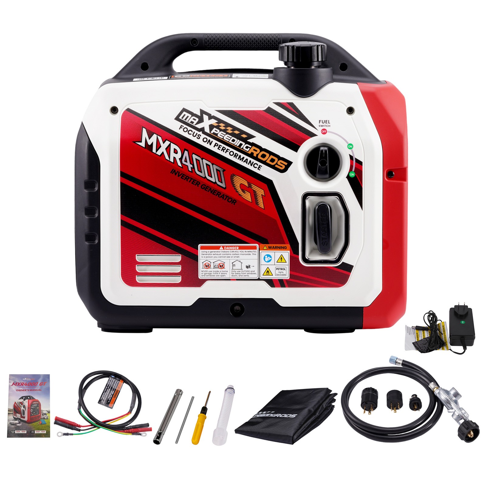 4000w Portable Dual Fuel Generator Inverter LPG/Gas Bluetooth Start Quiet