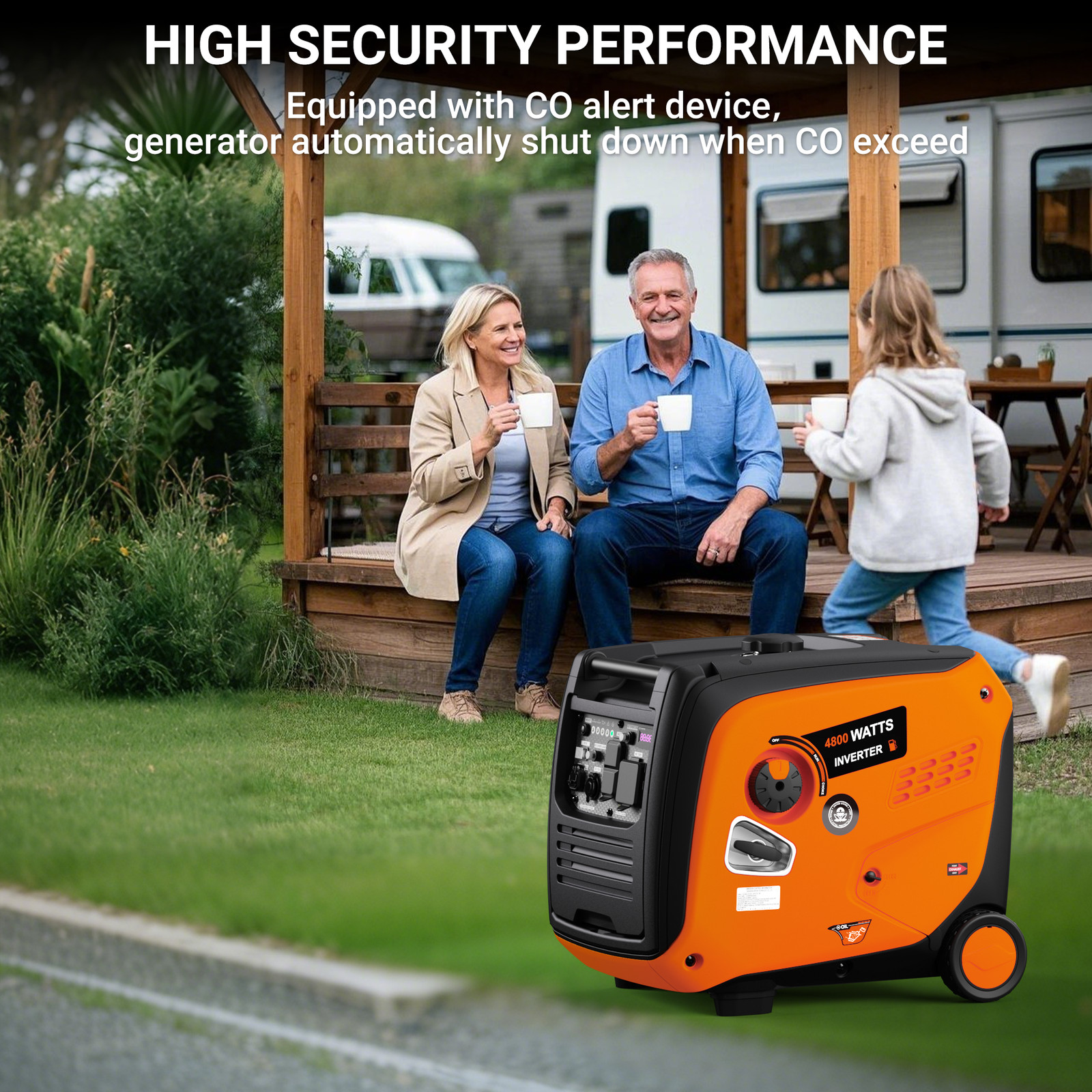 Efurden 4800W Gas Generator Portable Inveter Quiet Pure Sine Save CO / ECO Mode