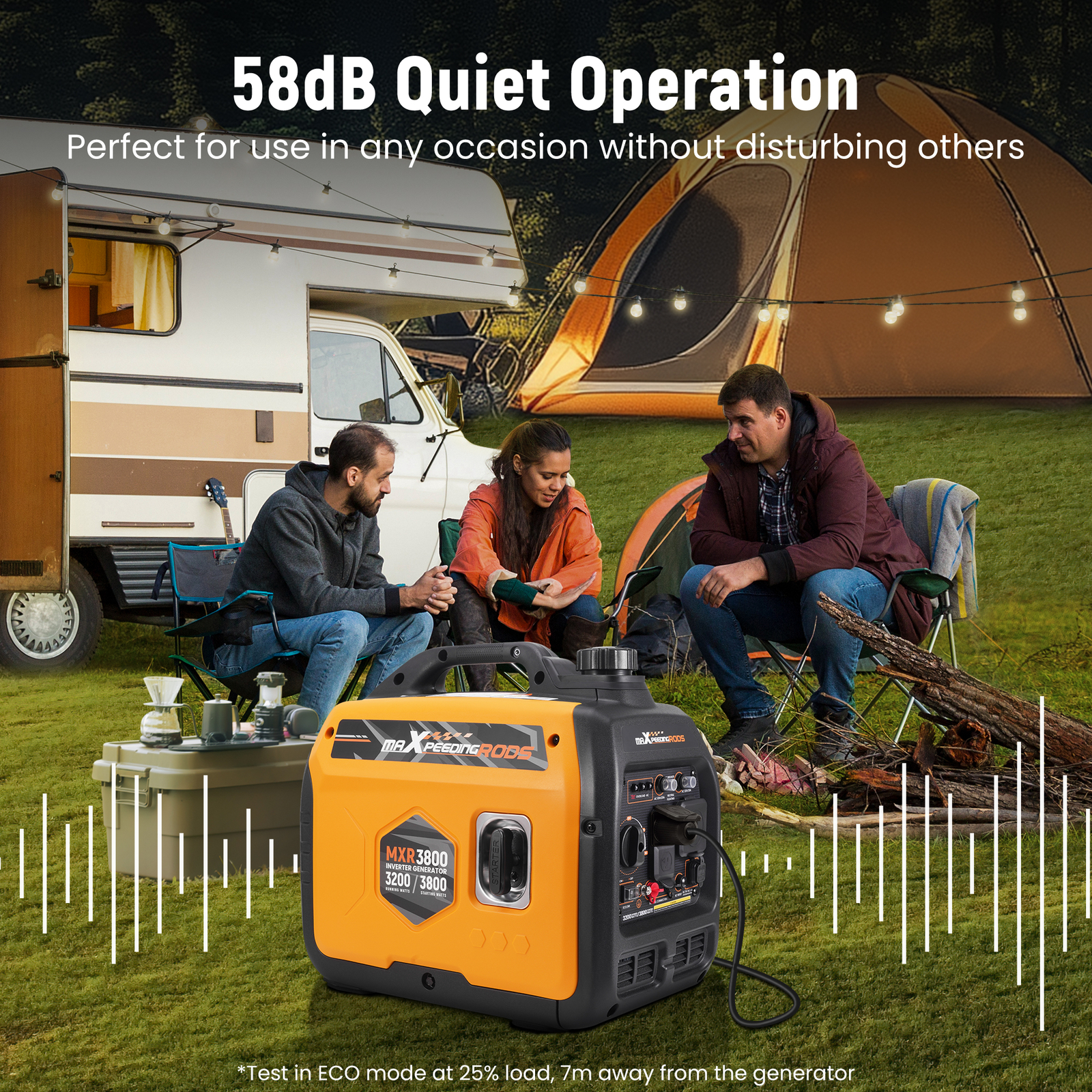 Recoil Start Inverter Generator 3200W 58dB Ideal for Power Outages Small Events