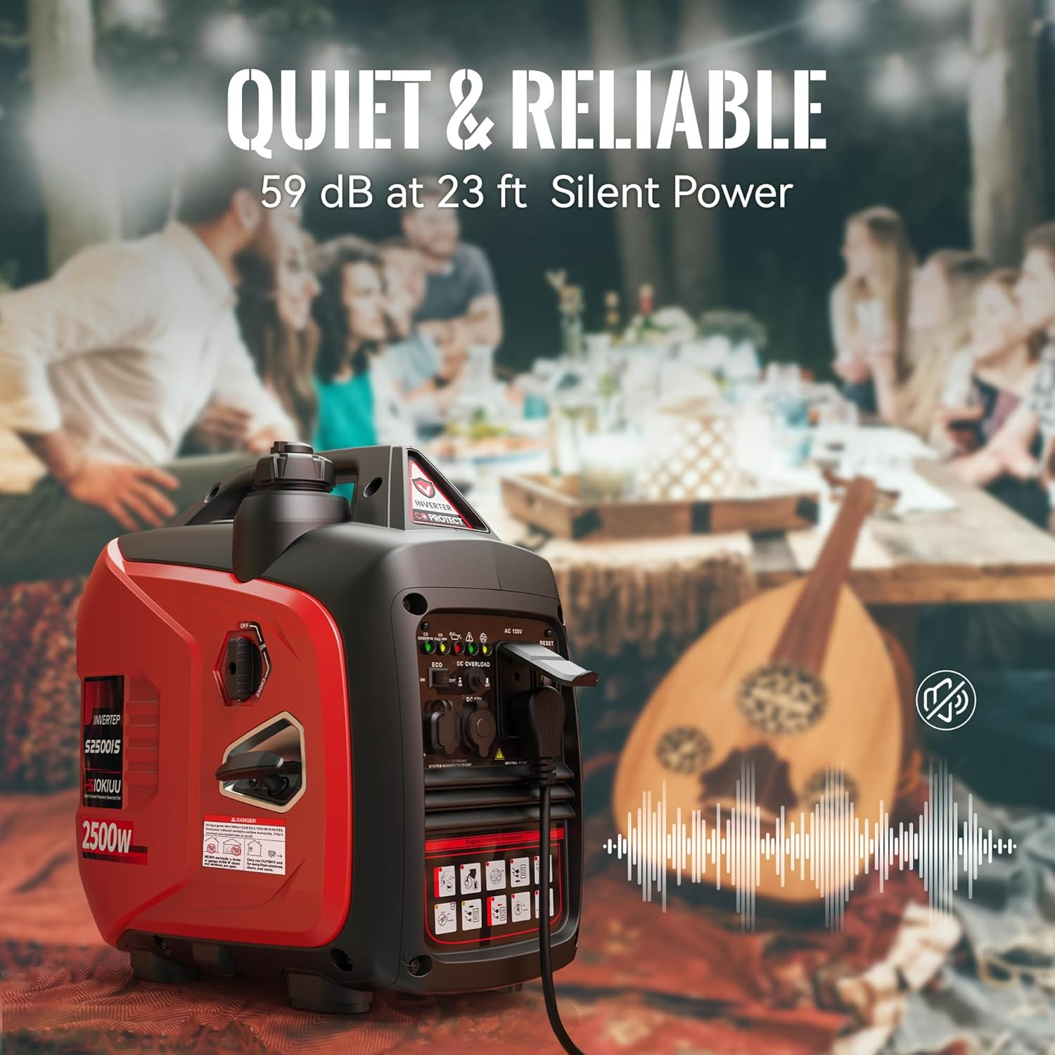 2500W Portable Inverter Generator Super Quiet Ultra Lightweight Home Backup 80CC