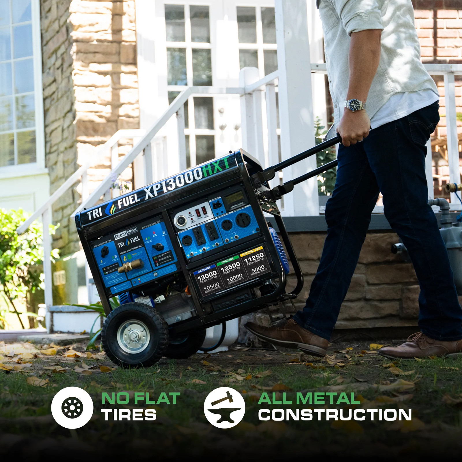 DuroMax XP13000HXT 13,000W Electric Start Tri-Fuel Portable Generator w/CO Alert