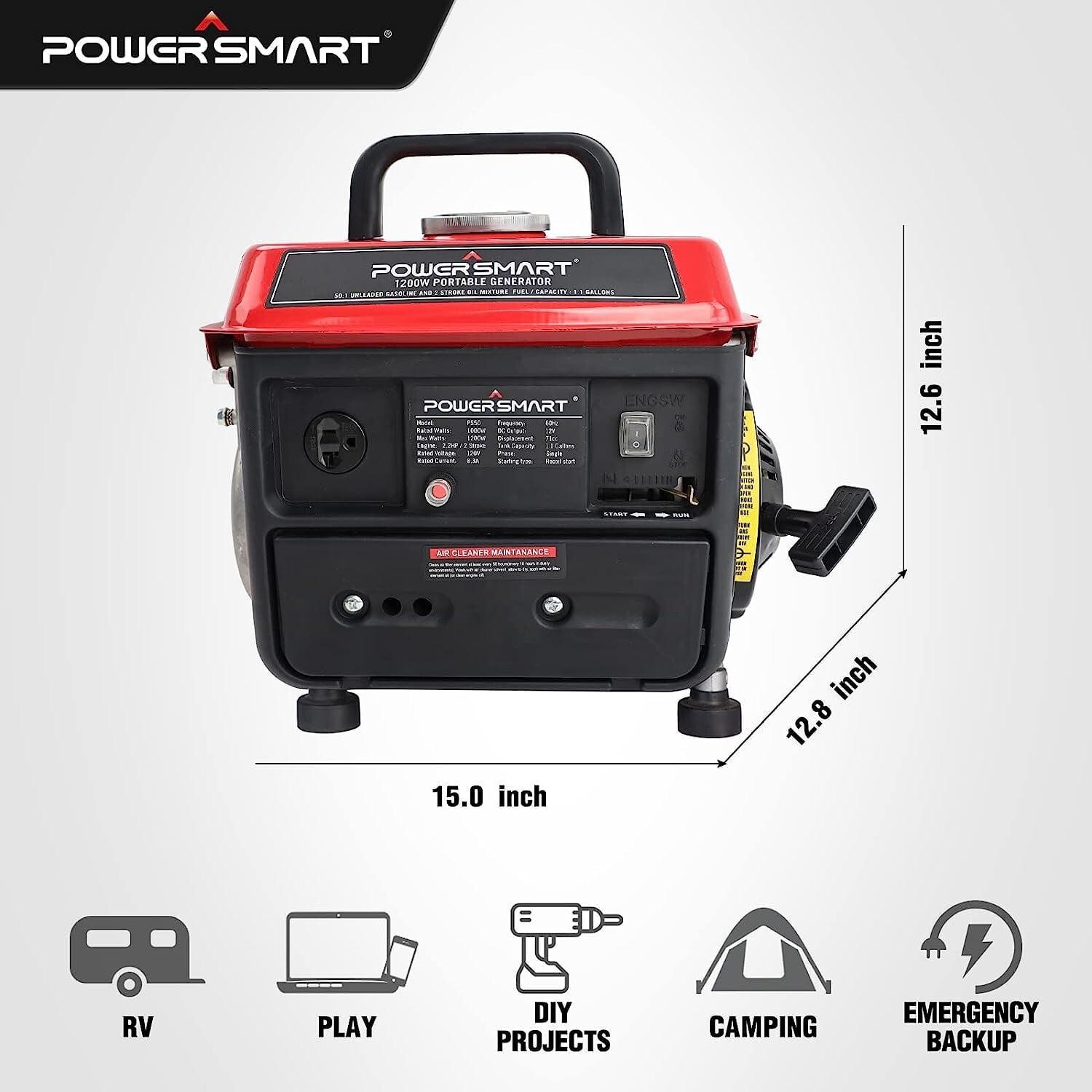 Portable Gas Generator RV Camping Power Electric Small Quiet Gasoline Powered