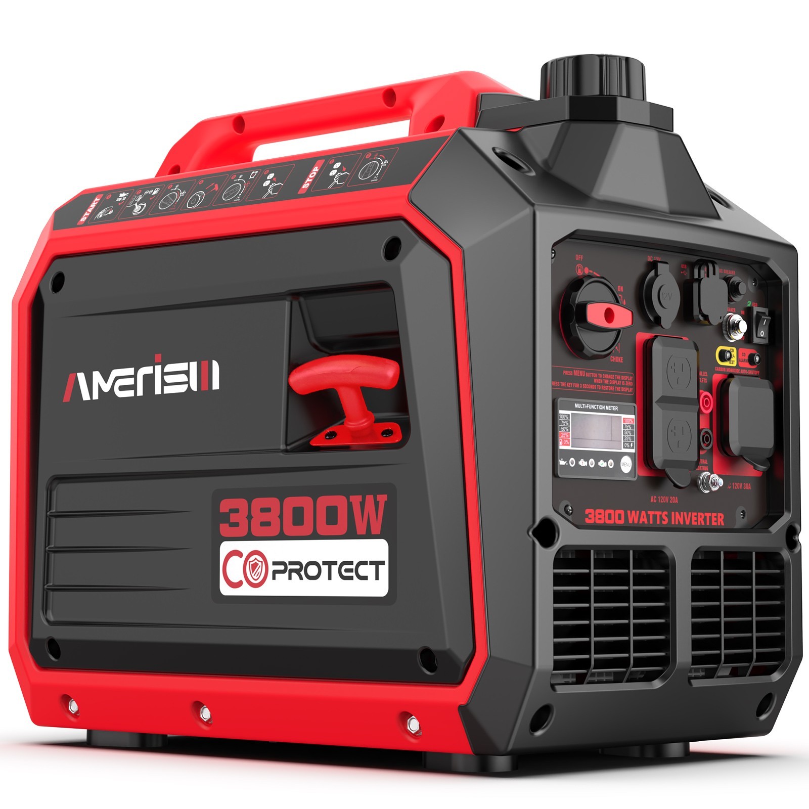 Amerisun 3800W Portable Gas Generator, 149cc, 120V, EPA Compliant, Outdoor Use