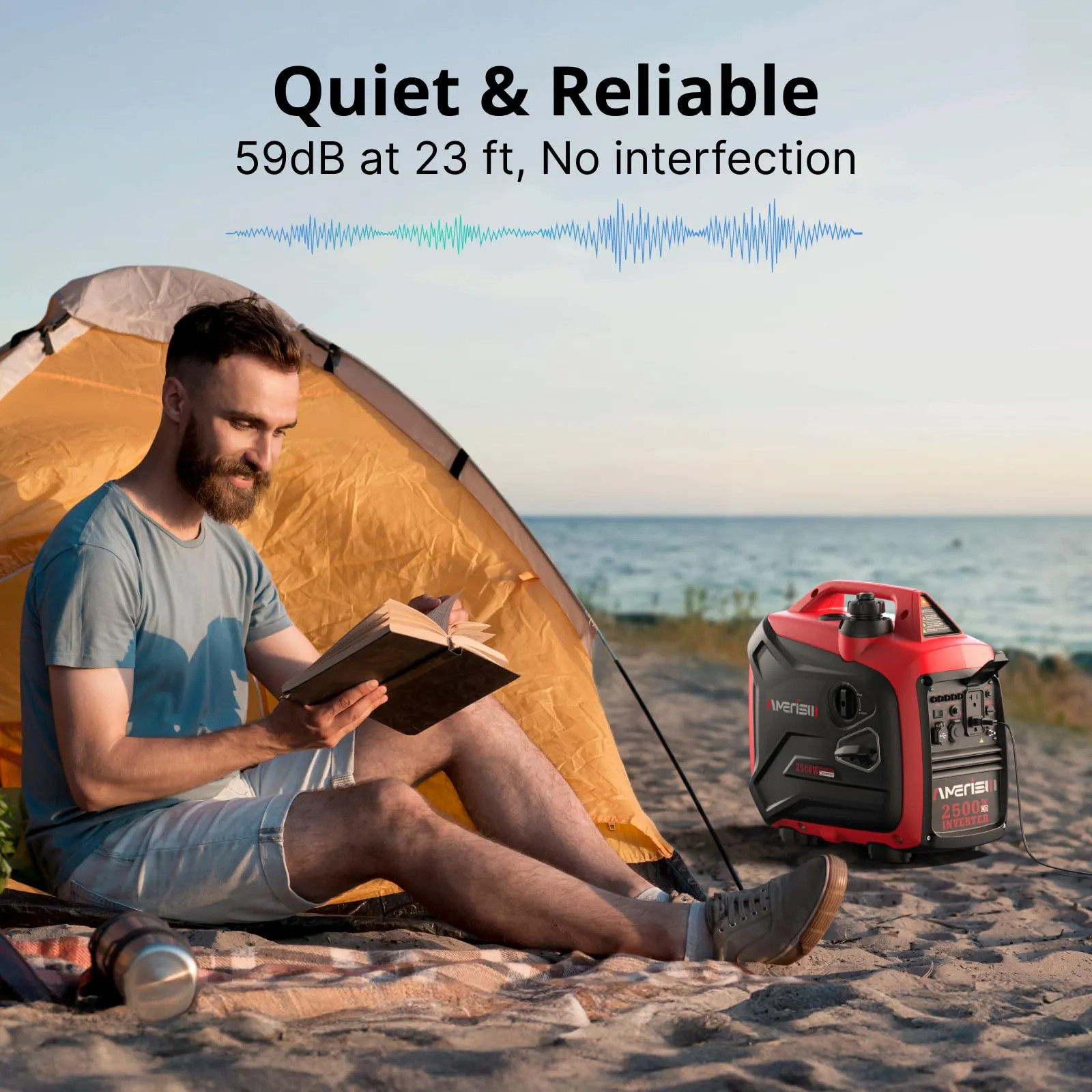 AMERISUN AM5020C 2500W Portable Inverter Generator CO Sensor Ultra Quiet EPA