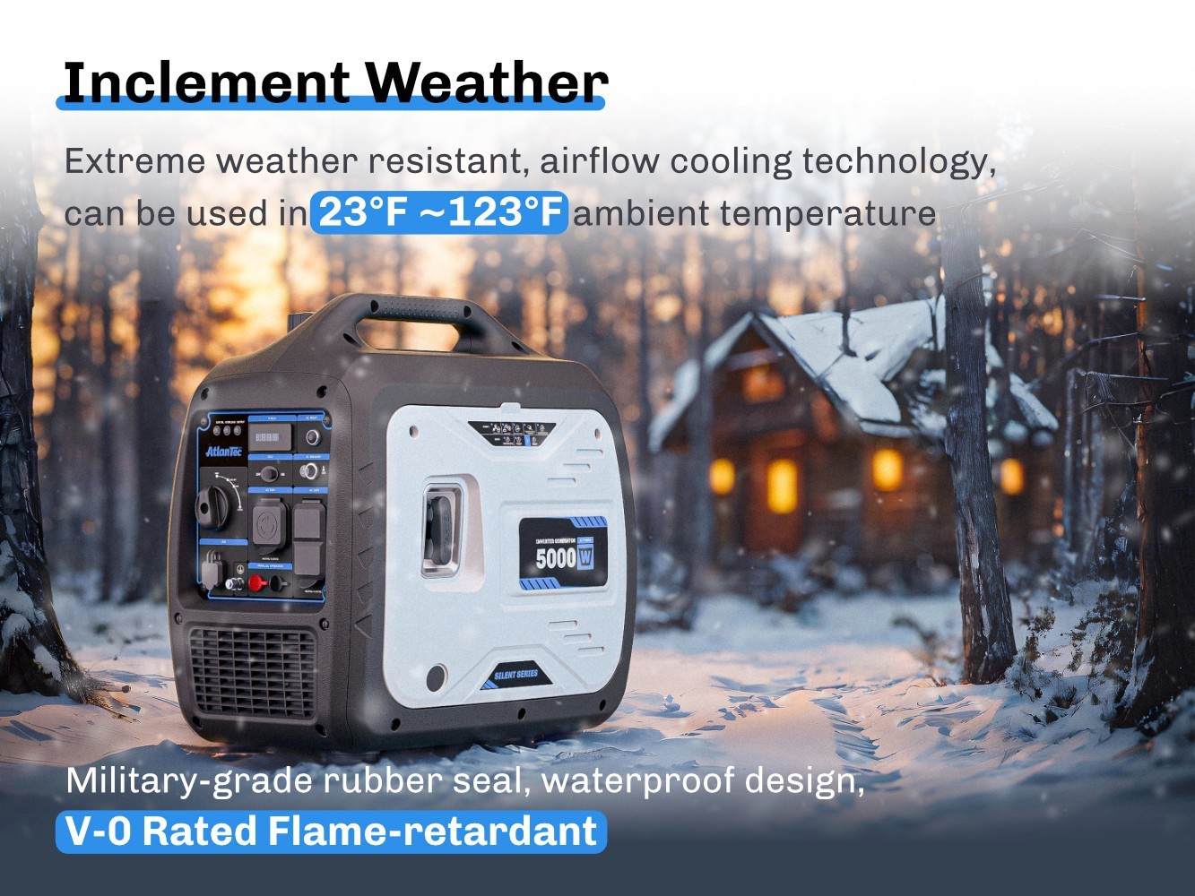 5000 Watt Portable Inverter Generator Gas Powered Super Quiet for RV and Camping
