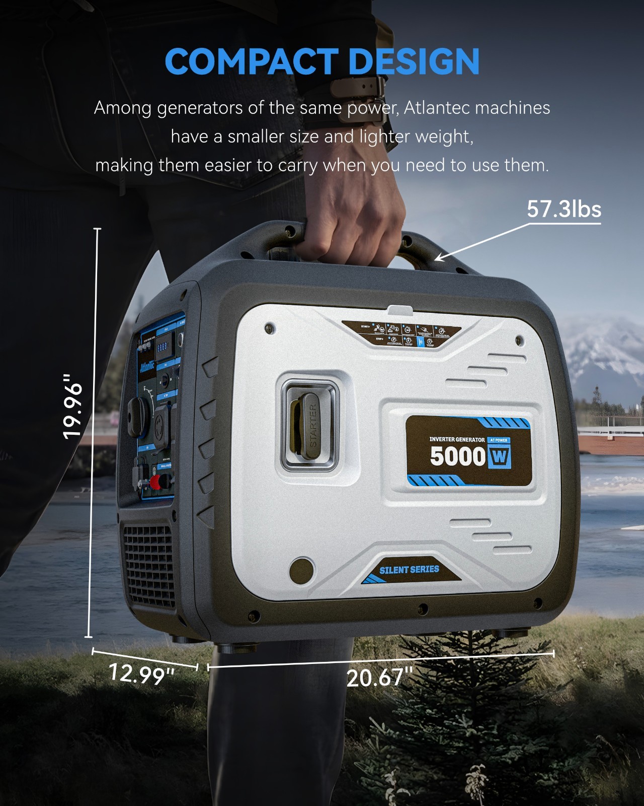 5000 Watt Portable Inverter Generator Gas Powered Super Quiet for RV and Camping