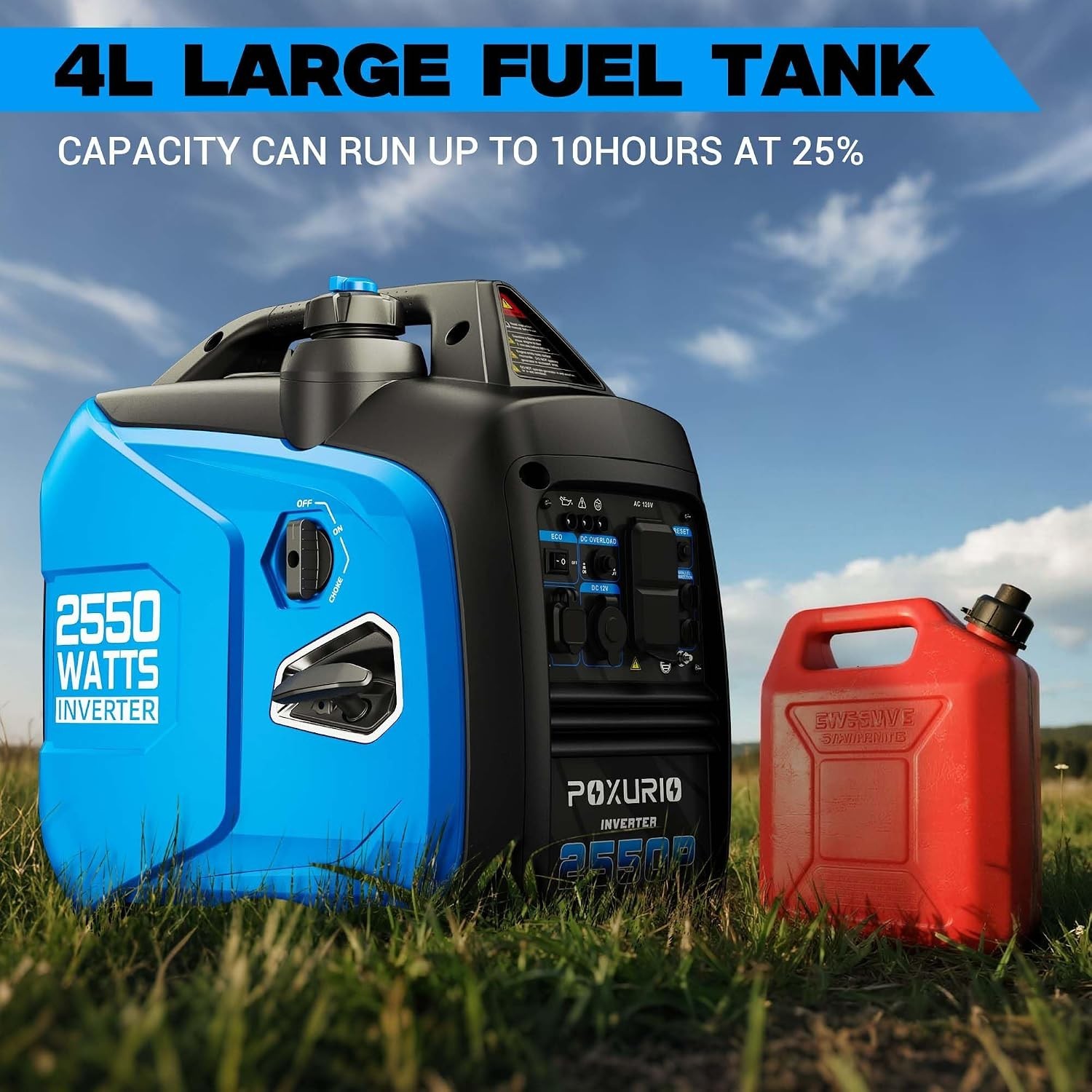 Portable 2550W Inverter Generator for Camping – Super Quiet & Up to 10 Hours