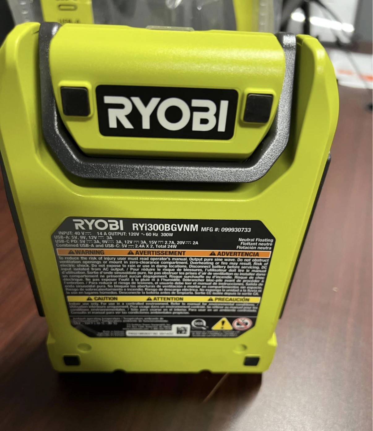 Ryobi 40V 300-Watt Portable Battery Power Source #RYi300BG. Basically New