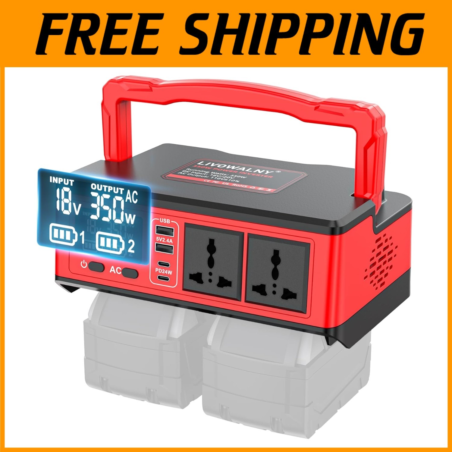 Portable 350W Power Station for Milwaukee Batteries