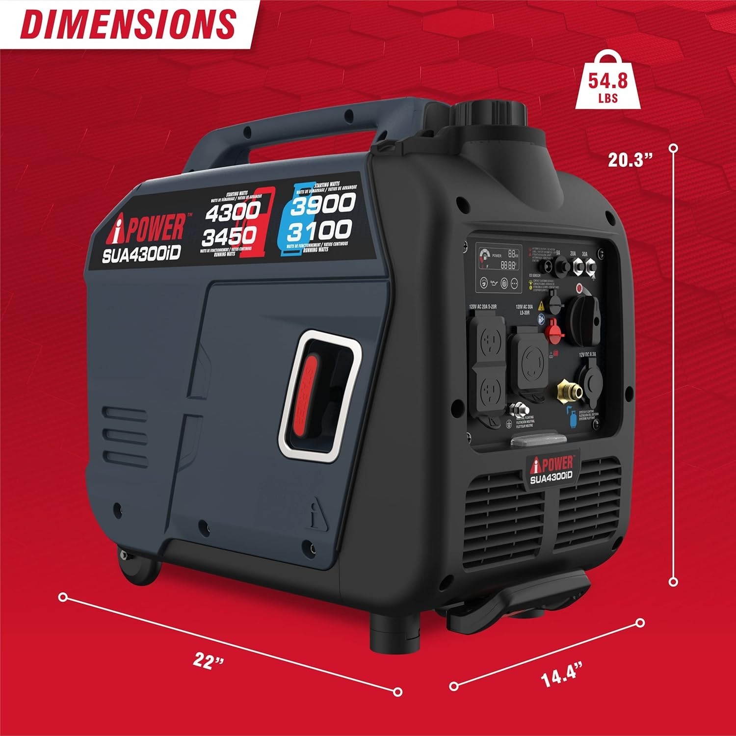 A-iPower SUA4300iD Dual Fuel Inverter Generator