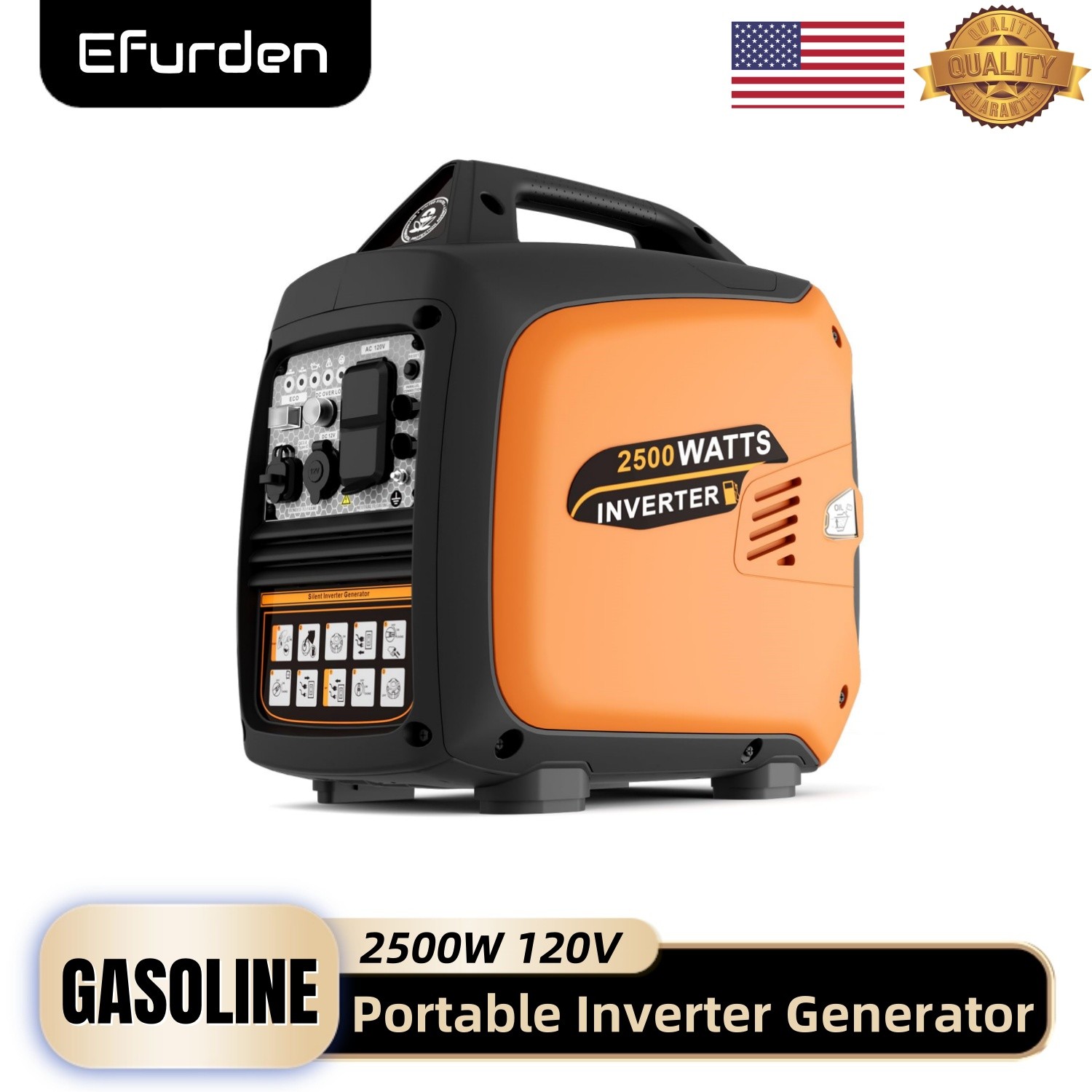 2500W Portable Inverter Generator Gas Powered Quiet for Camping RV Travel