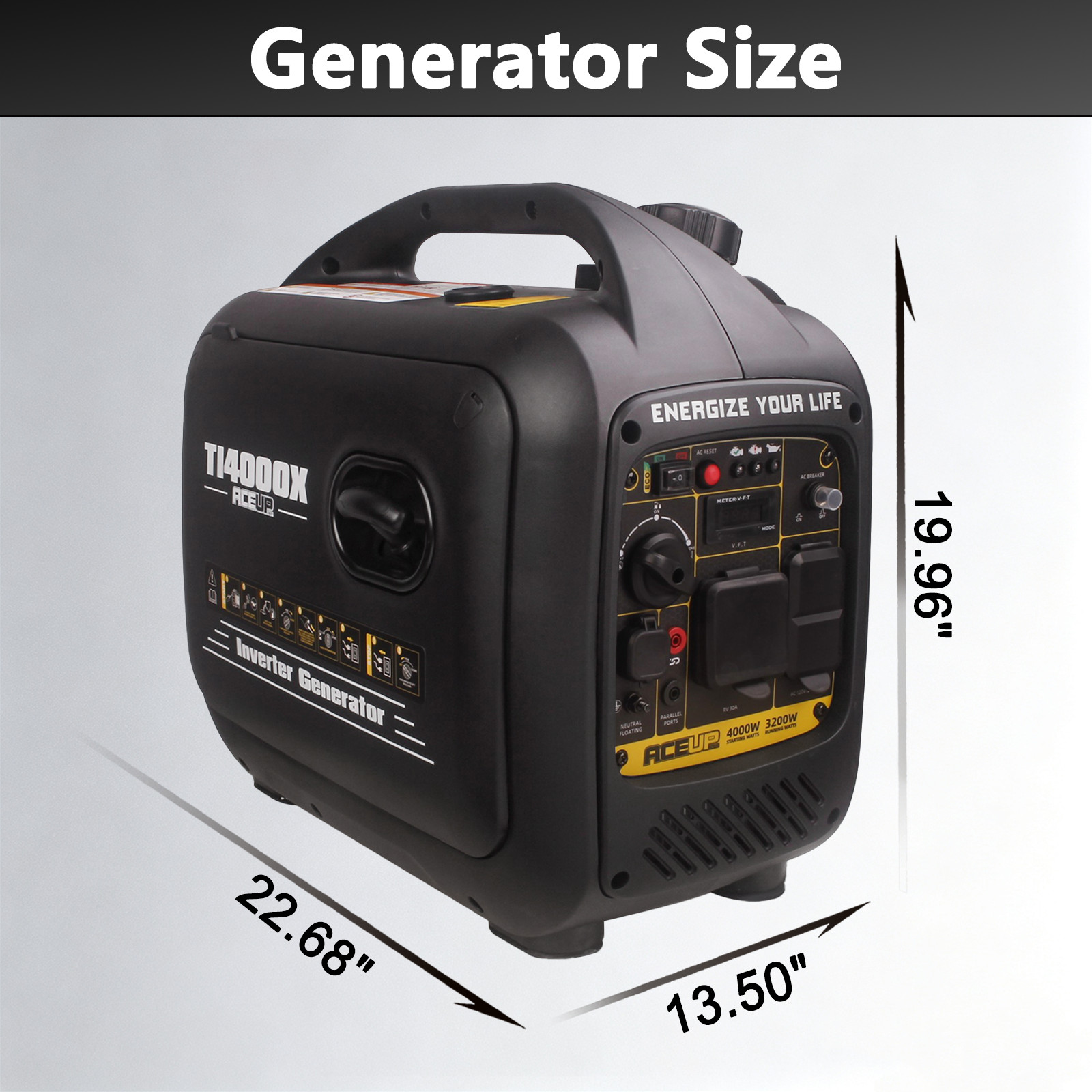 4000 Watt Inverter Generator Portable Quiet for RV 3200W Rated Aceup Energy