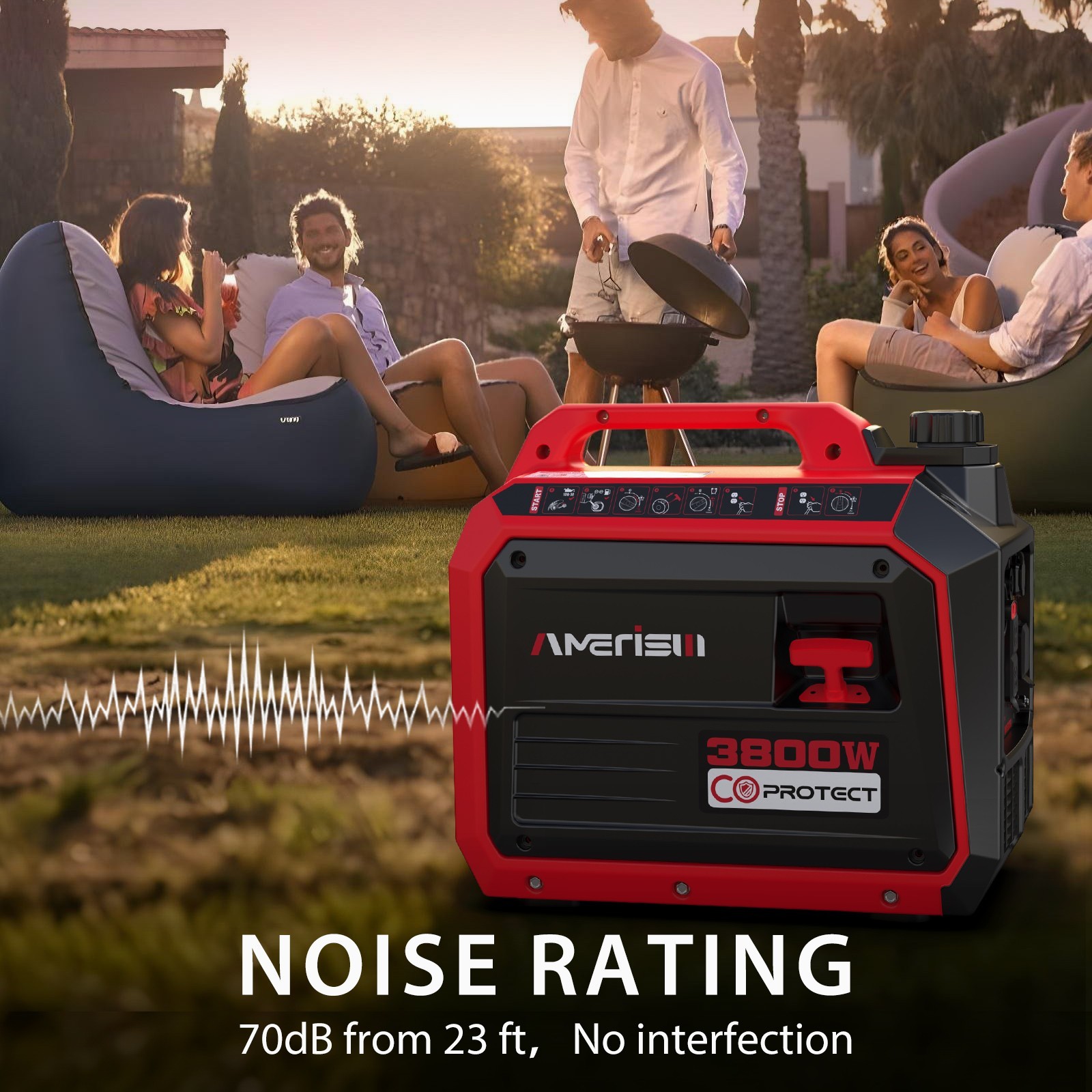 Amerisun 3800W Portable Gas Generator, 149cc, 120V, EPA Compliant, Outdoor Use