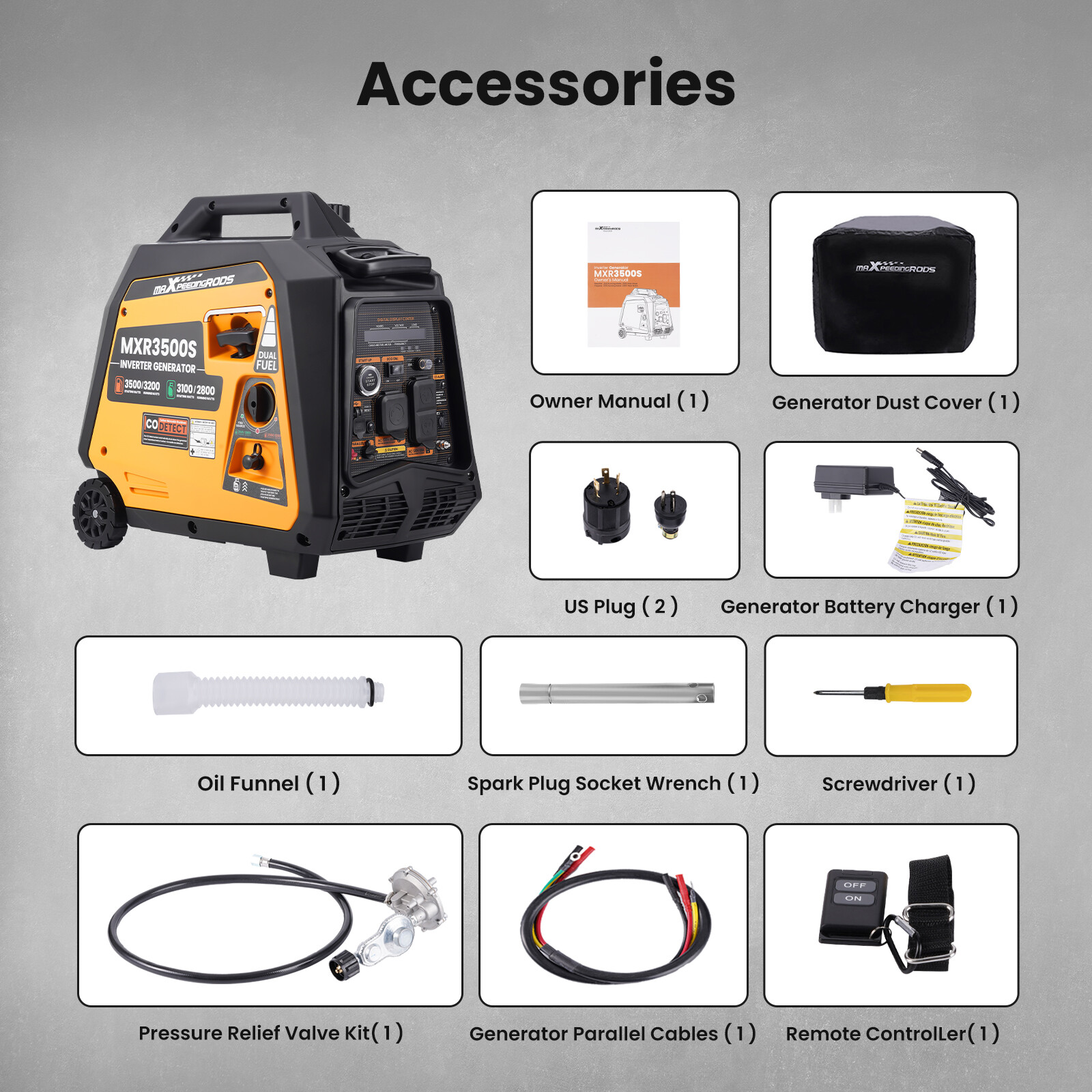 3500 Watt Portable Generator Inverter 3.2KW Gas Propane Dual Fuel Electric Start