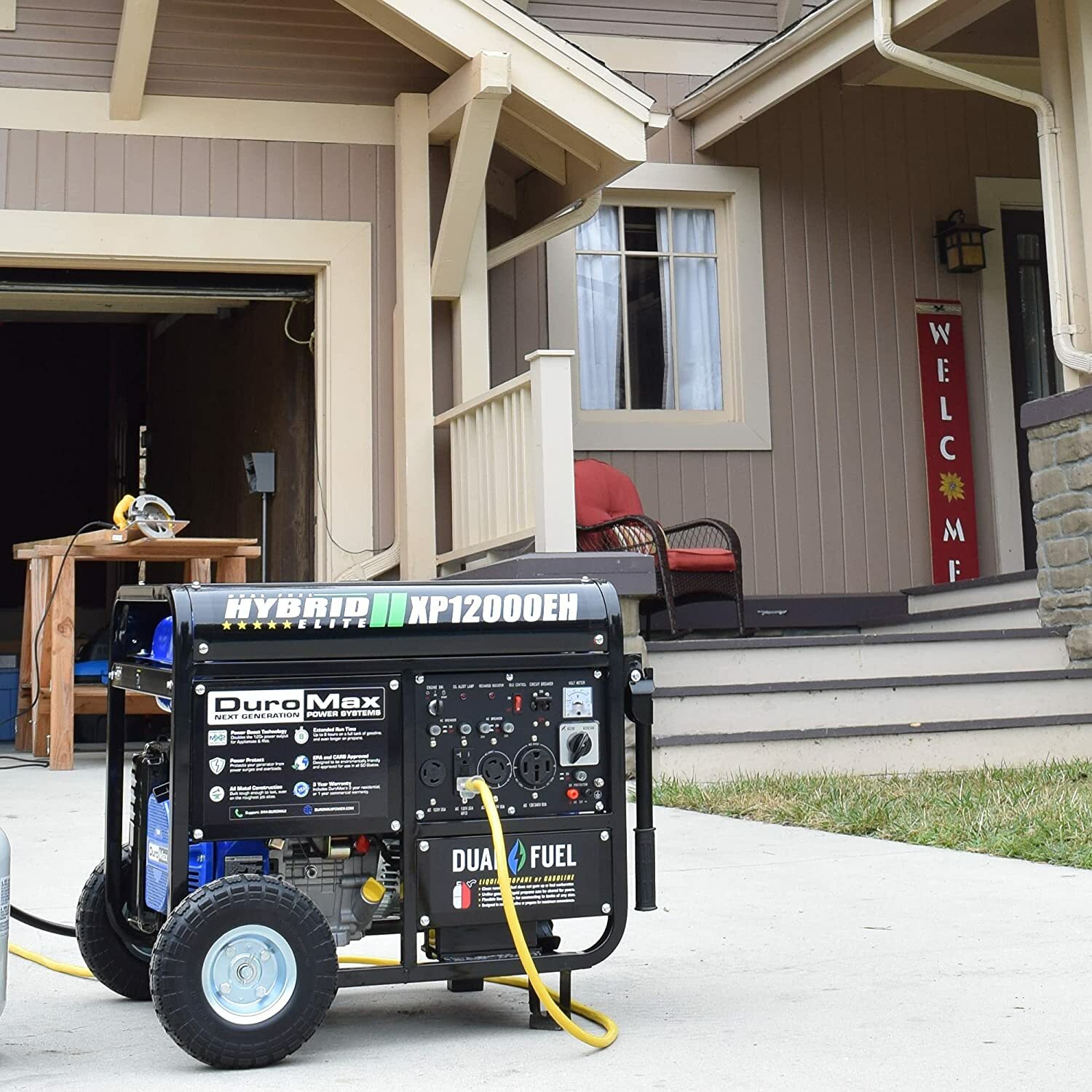 DuroMax XP12000EH 12,000-W Portable Hybrid Dual Fuel Generator w/ Electric Start