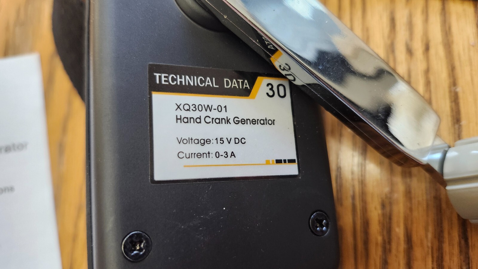 Hand Crank Generator 30w, 15V DC, 0-3A, XQ30W-01 – Open Box