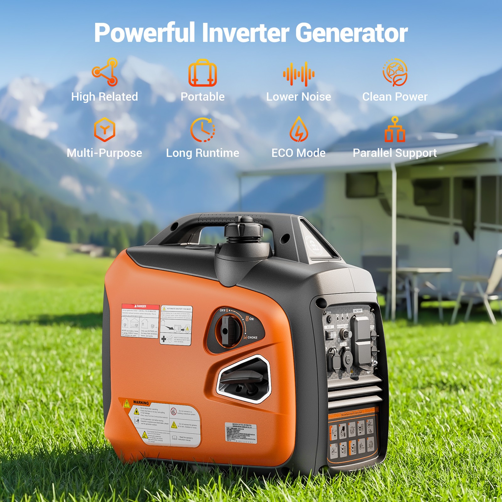 Mutaomay 2800W Quiet Inverter Generator Portable Pure Sine Wave for Home Backup