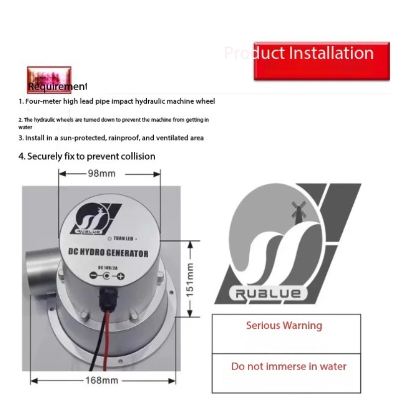 Hydropower Generator Water-Flow Turbine-Type Outdoor Home-Use Small DC