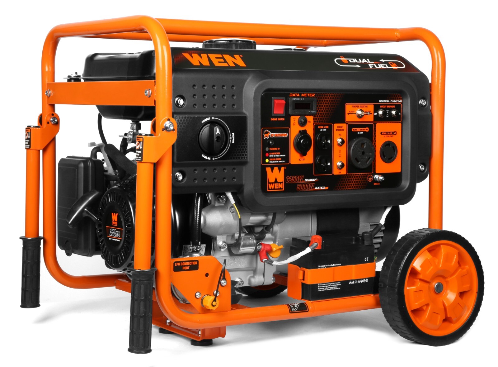 WEN DF623X 6250W 120/240V Dual Fuel Electric Start Portable Generator/CO Sensor
