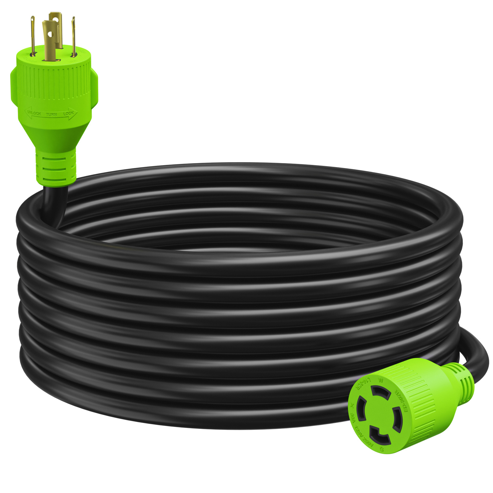 Leisure Cords NEMA L14-30 4 Prong Locking 30 Amp Generator Extension Cord, 25 ft