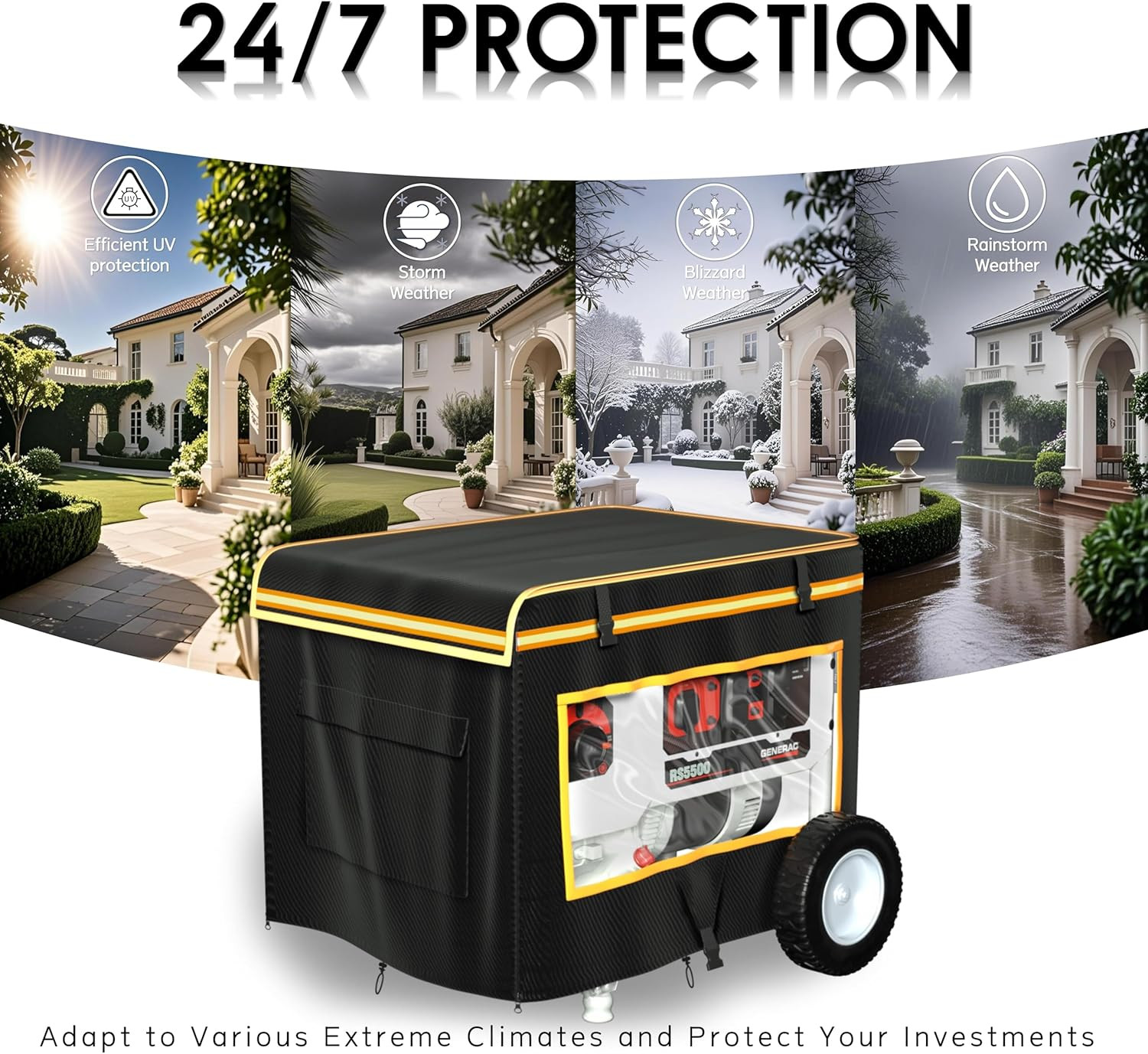 Generator Covers While Running Waterproof, 32″L X 24″W X 24″H Heavy Duty Generat