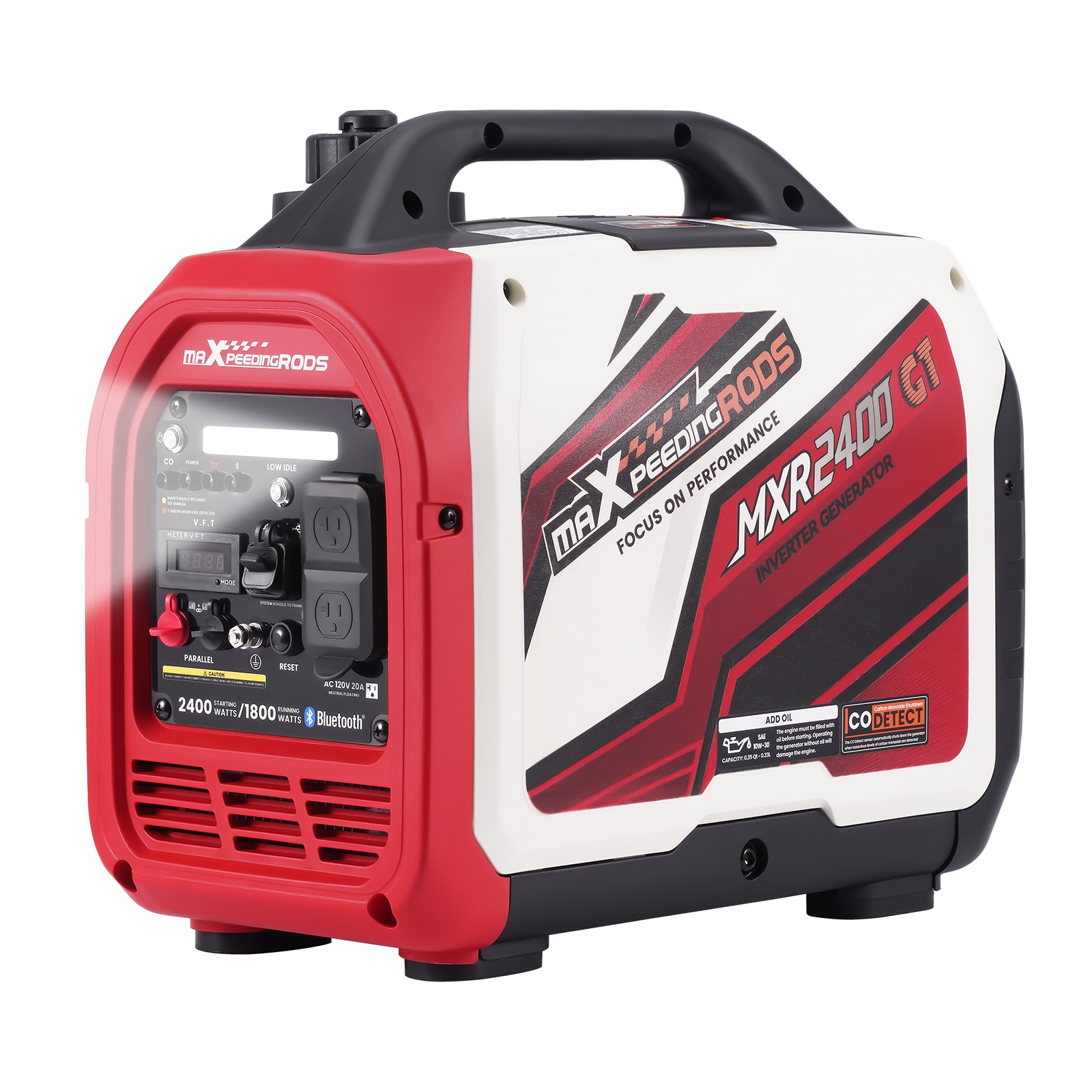 Portable 2400W Inverter Generator Lightweight 15kg 58dB with CO Auto Shutoff