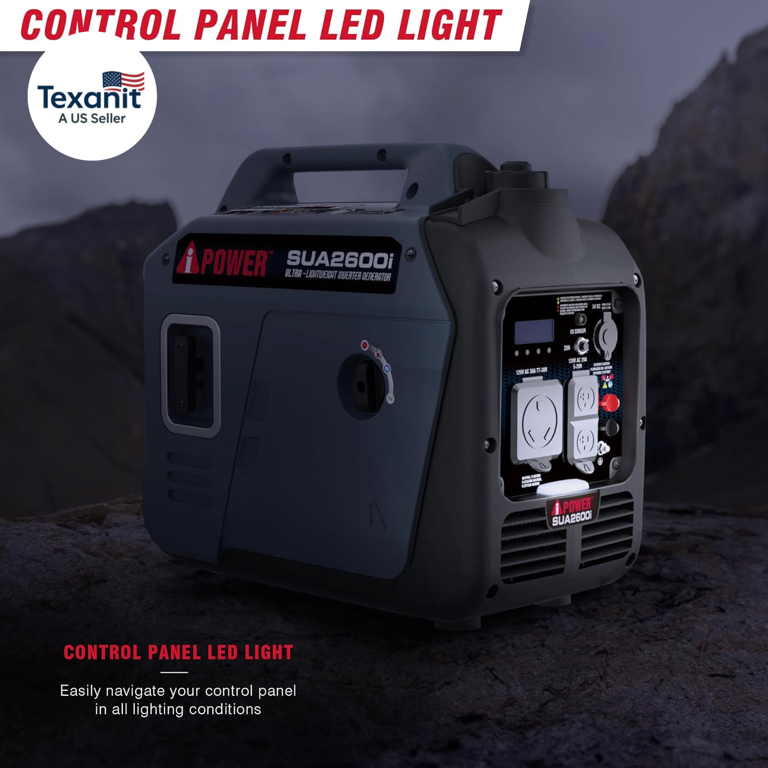 Quiet Inverter Generator, 2600W RV Ready, EPA & CARB Compliant CO Sensor, Portab